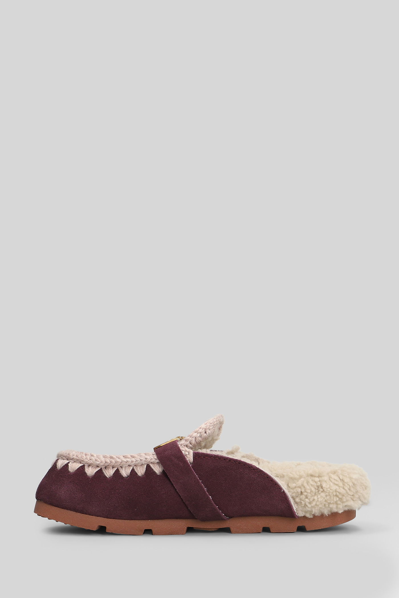 Mou Winter Bio Slide Slipper-mule In Bordeaux Suede In Purple