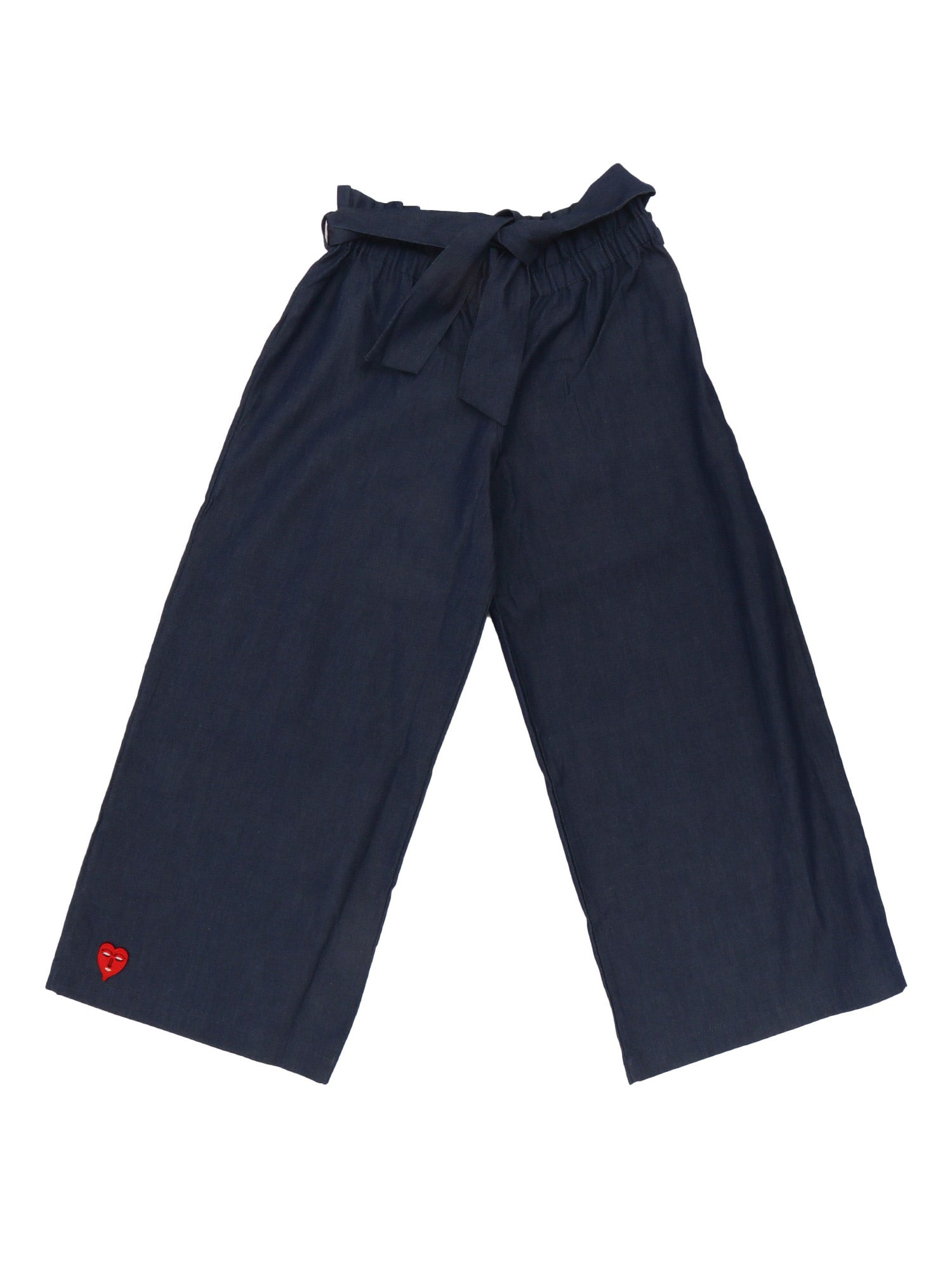 Vivetta Bow-fastening Heart-patch Trousers In Blue