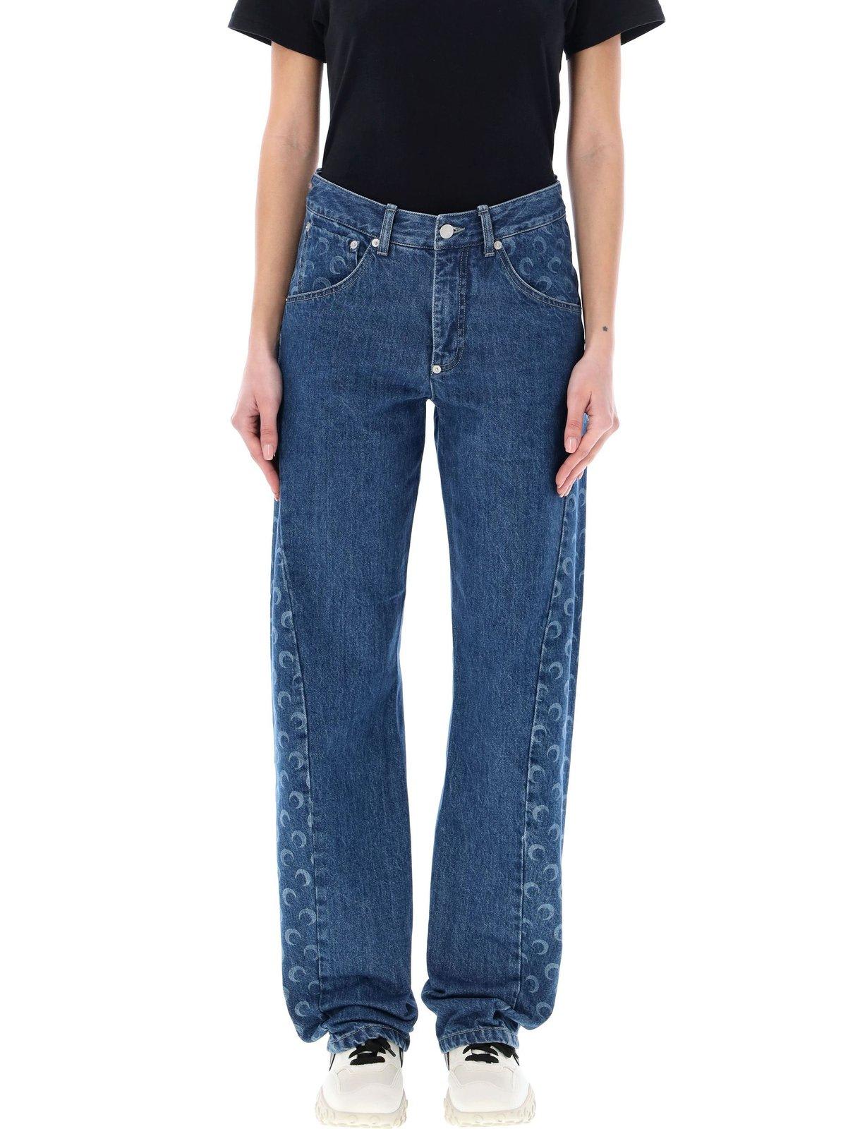 Straight-leg Moon Printed Jeans