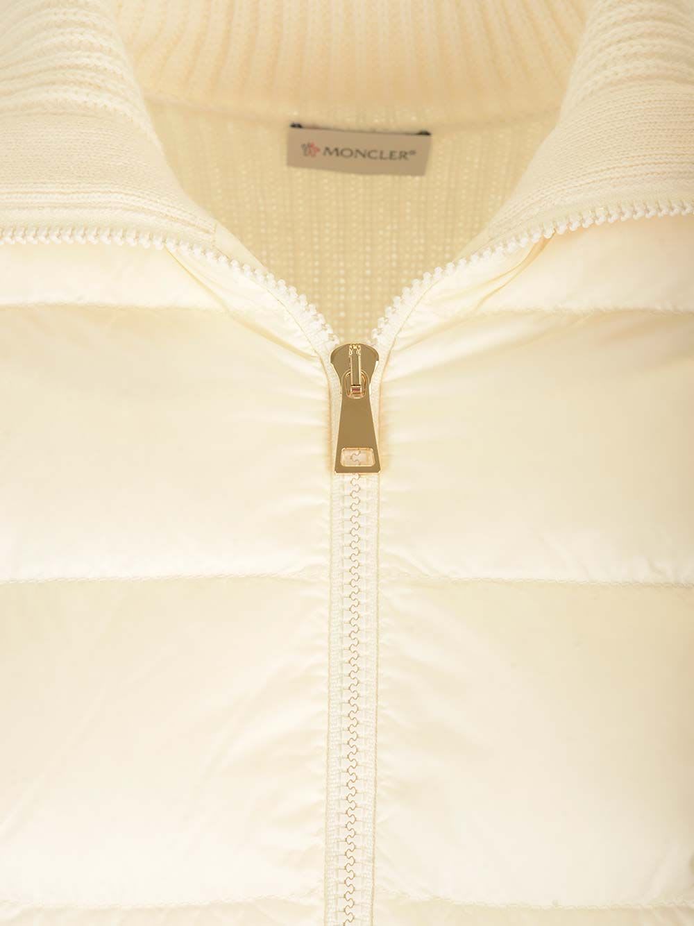 Shop Moncler Heavy Cardigan In White