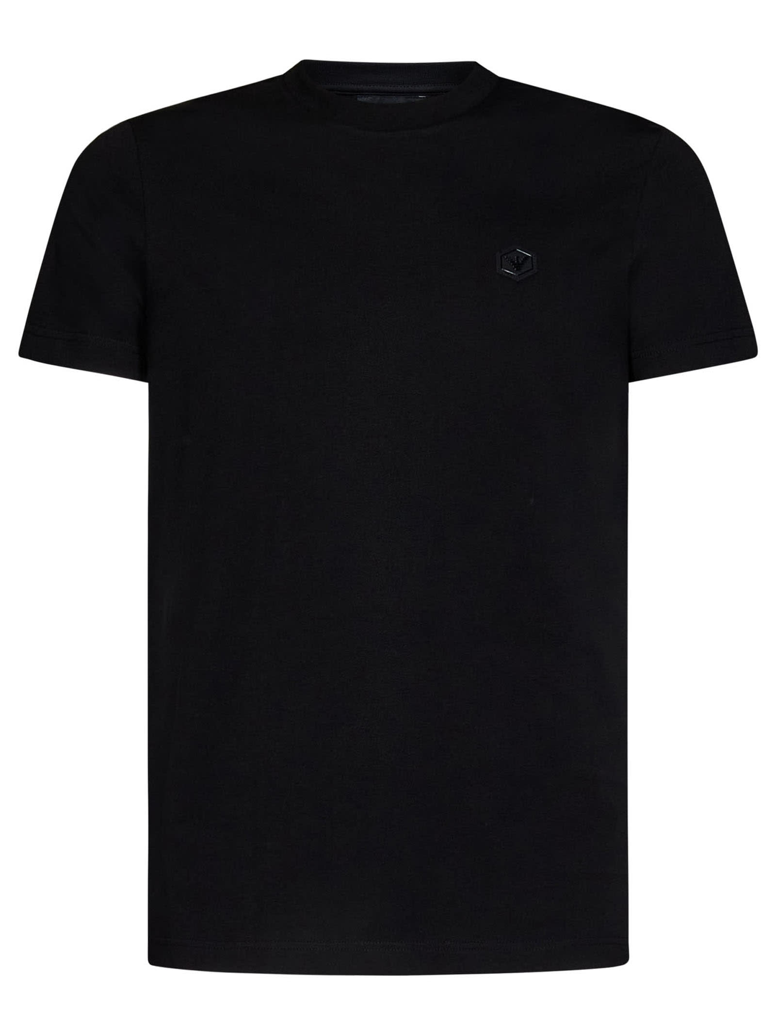 Emporio Armani Logo-patch Short-sleeved T-shirt In Black