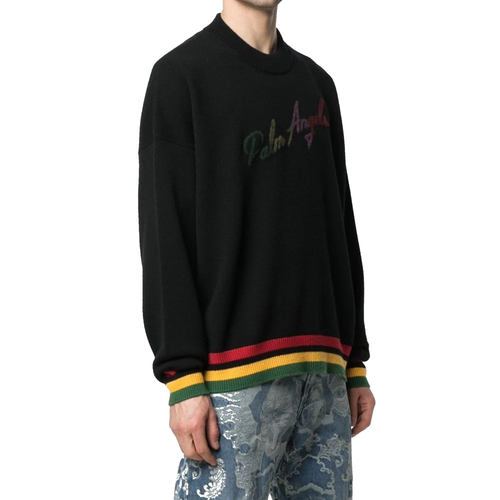 Shop Palm Angels Logo Cashmere Sweater In Black
