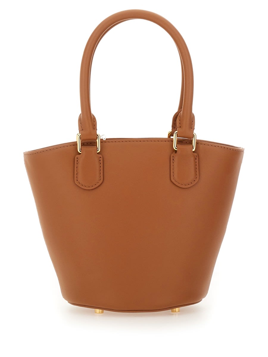 Self-portrait Leather Tote Bag With Charm In Neutral