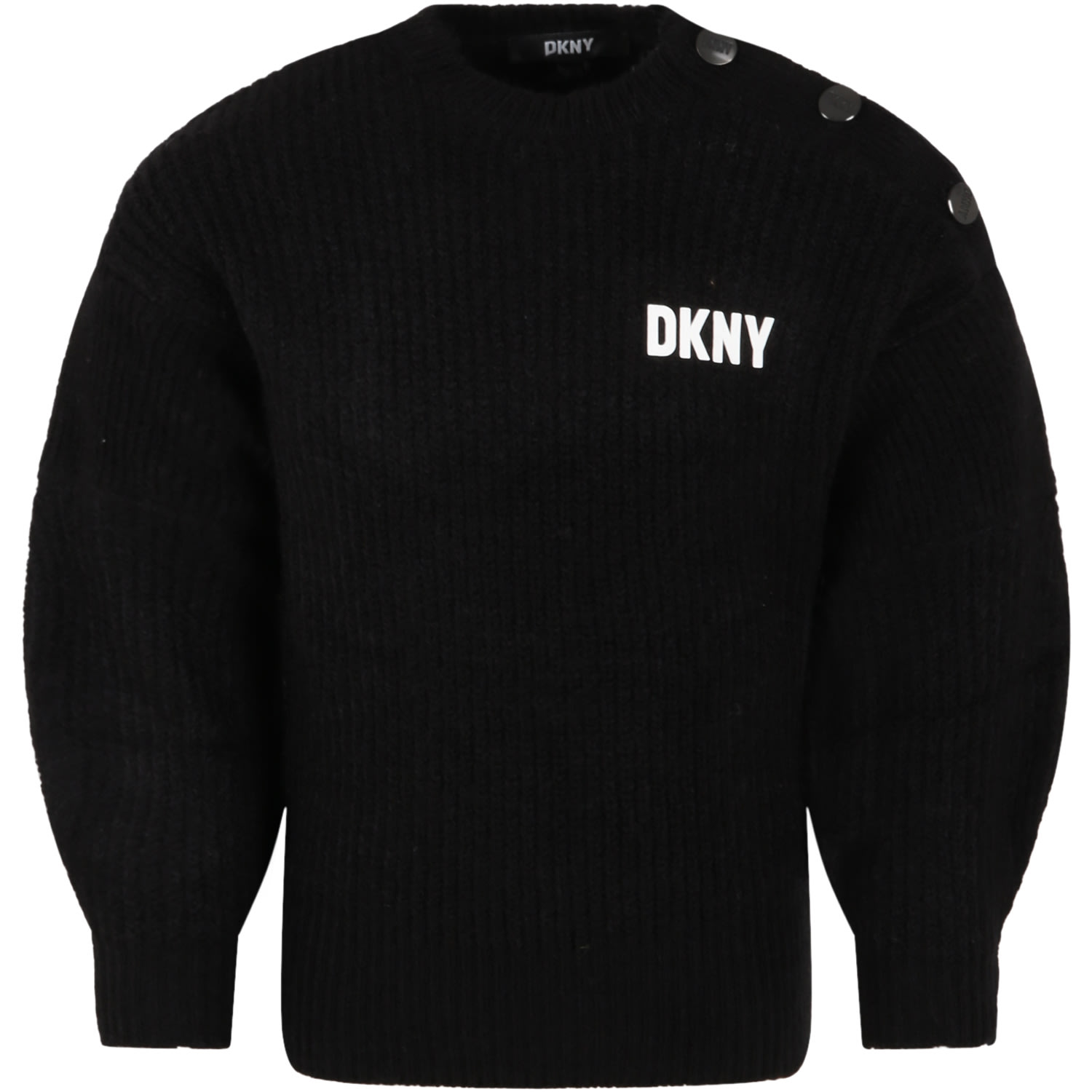 DKNY Black Sweater For Girl With Logo
