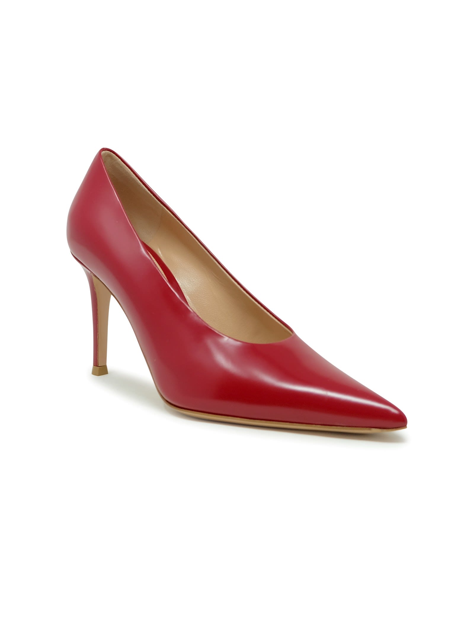 Shop Gianvito Rossi Red Leather Pumps