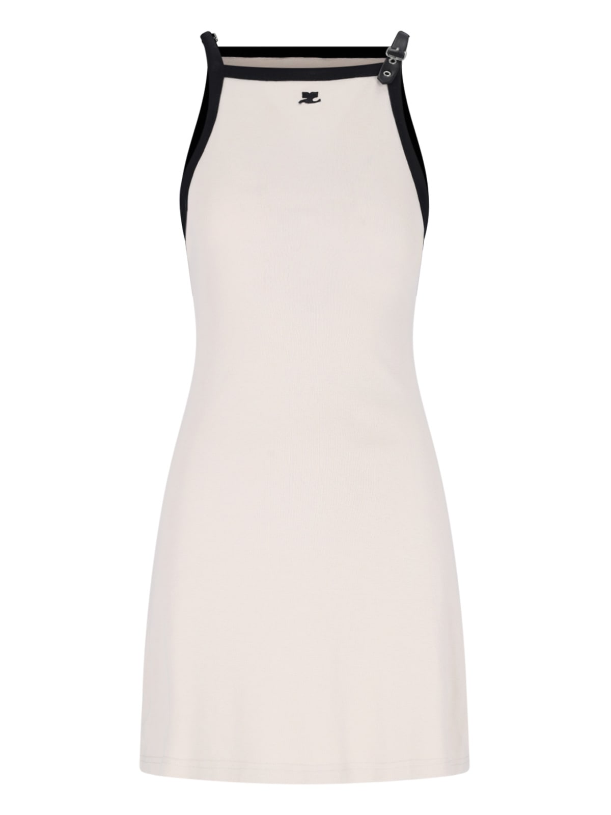 Courrèges Contrast Mini Dress In Taupe