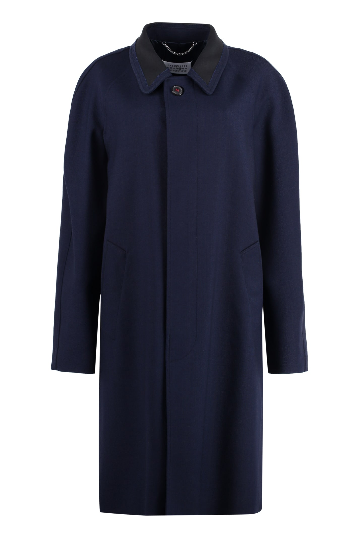 Shop Maison Margiela Single-breasted Wool Coat In Blue