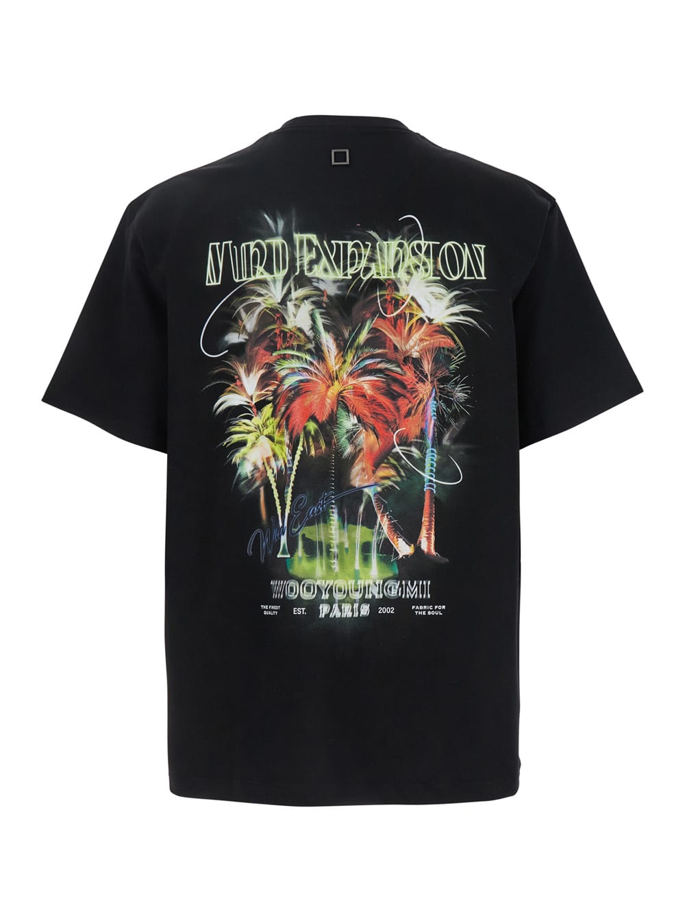 Wooyoungmi Black Crewneck T-shirt With Logo Detail On The Front And Maxi Logo Print On The Rear In Cotton Man
