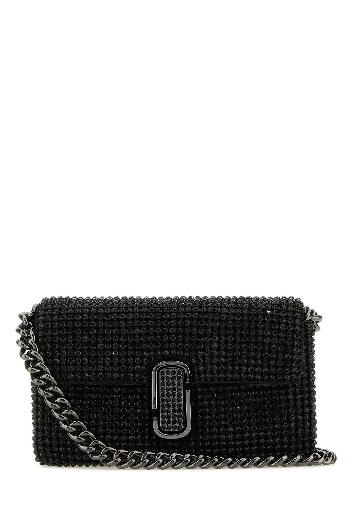 Shop Marc Jacobs Embellished Fabric Mini J Marc Shoulder Bag In Black