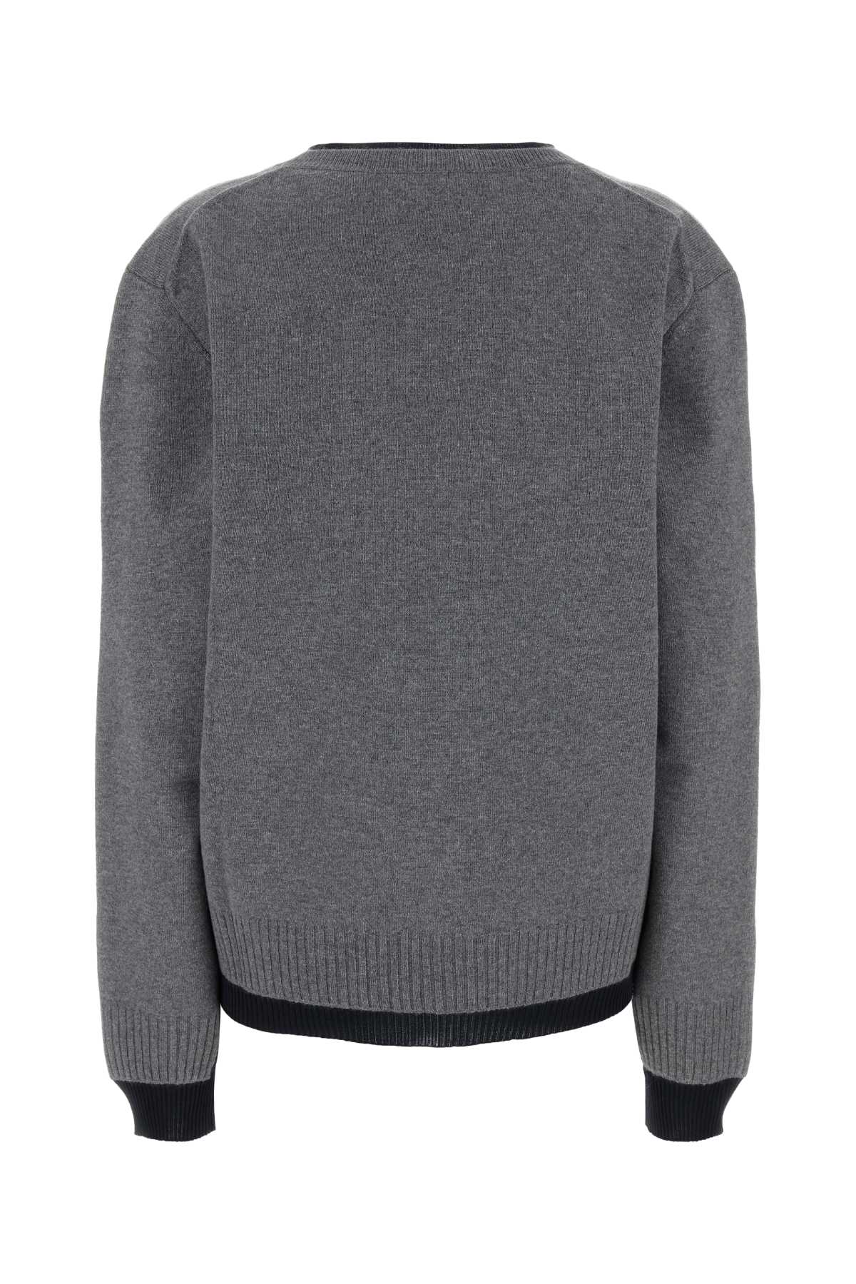Shop Miu Miu Two-tone Cashmere And Silk Oversize Sweater In Grigioblu