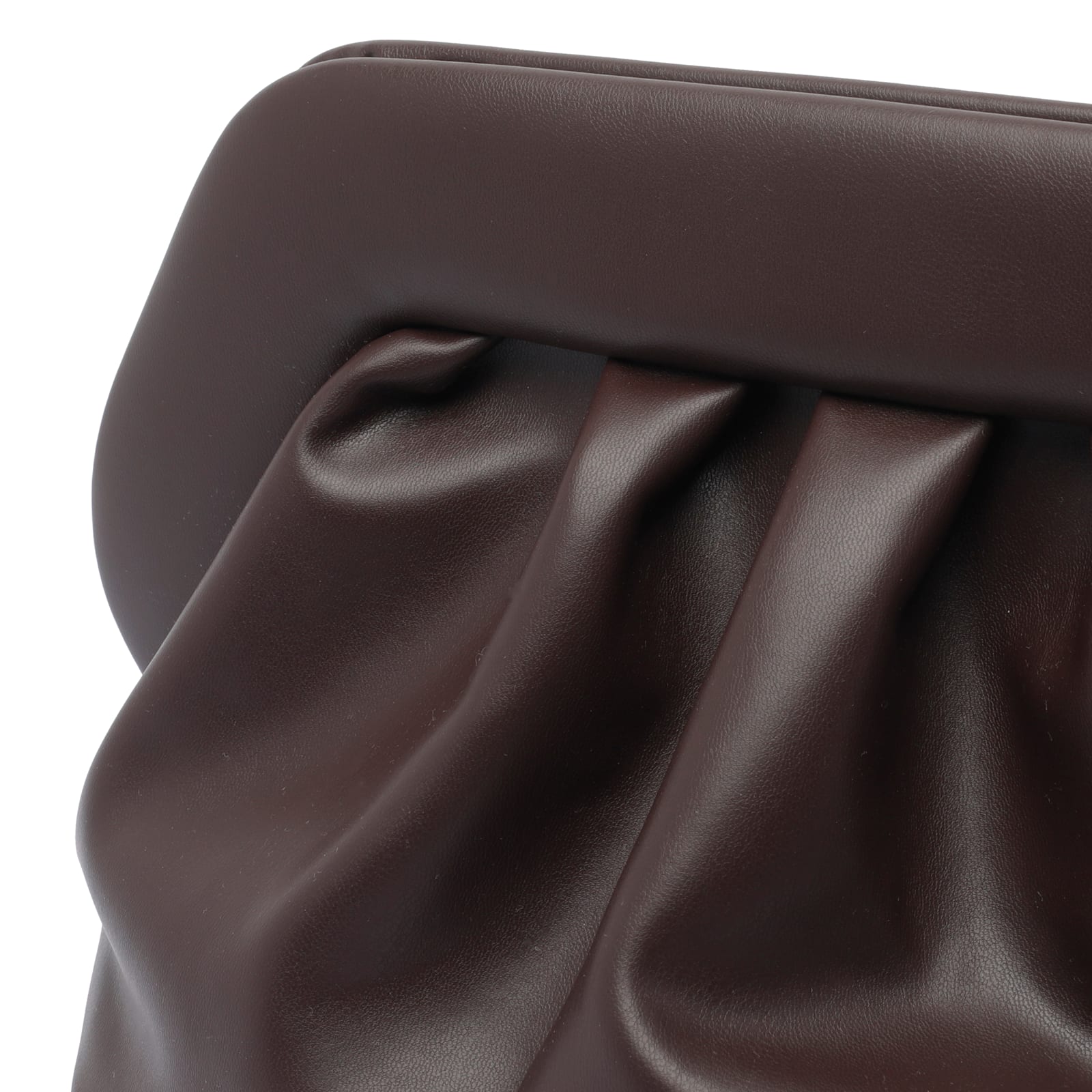 Themoirè Pleated Rectangular Clutch In Vegan Pu In Brown