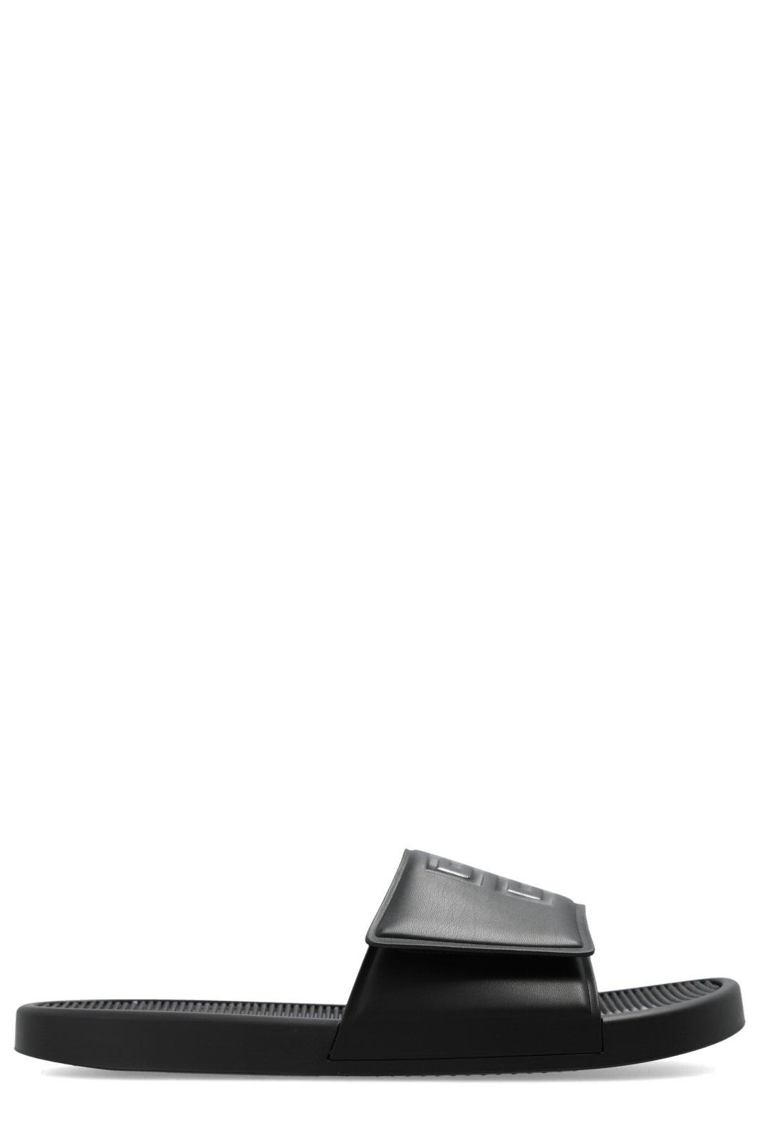 Shop Givenchy 4g Emblem Flat Sandals In Black/white