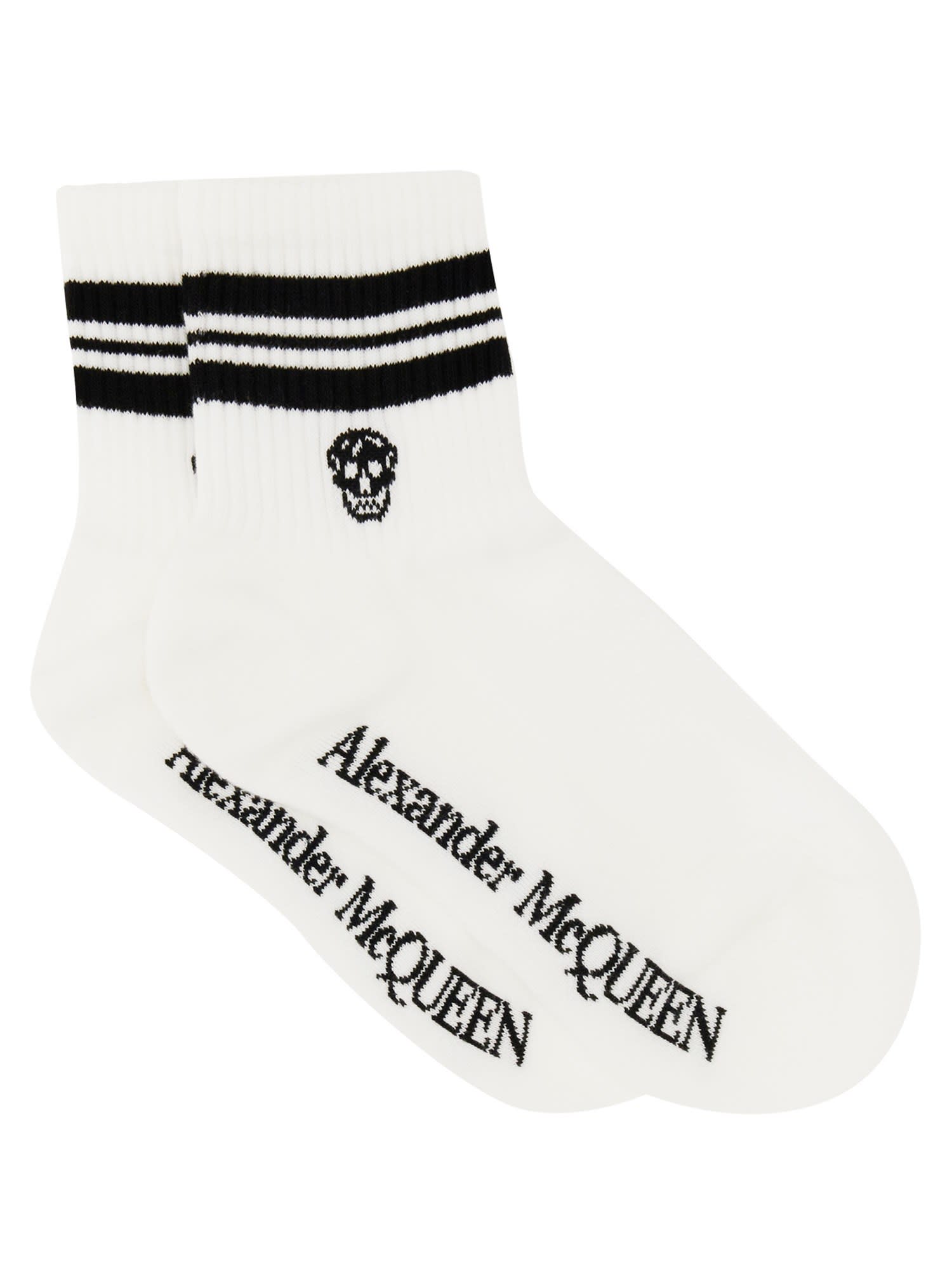 Black And White Socks With Skull And Stripes