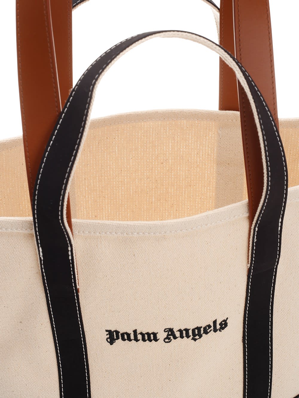 Shop Palm Angels Canvas Shoulder Bag In Off White