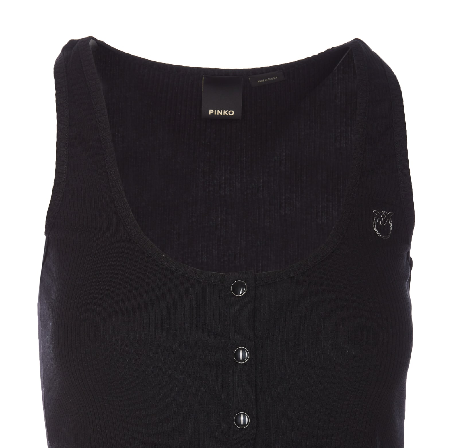 Shop Pinko Tank Top With Nacre Buttons In Nero