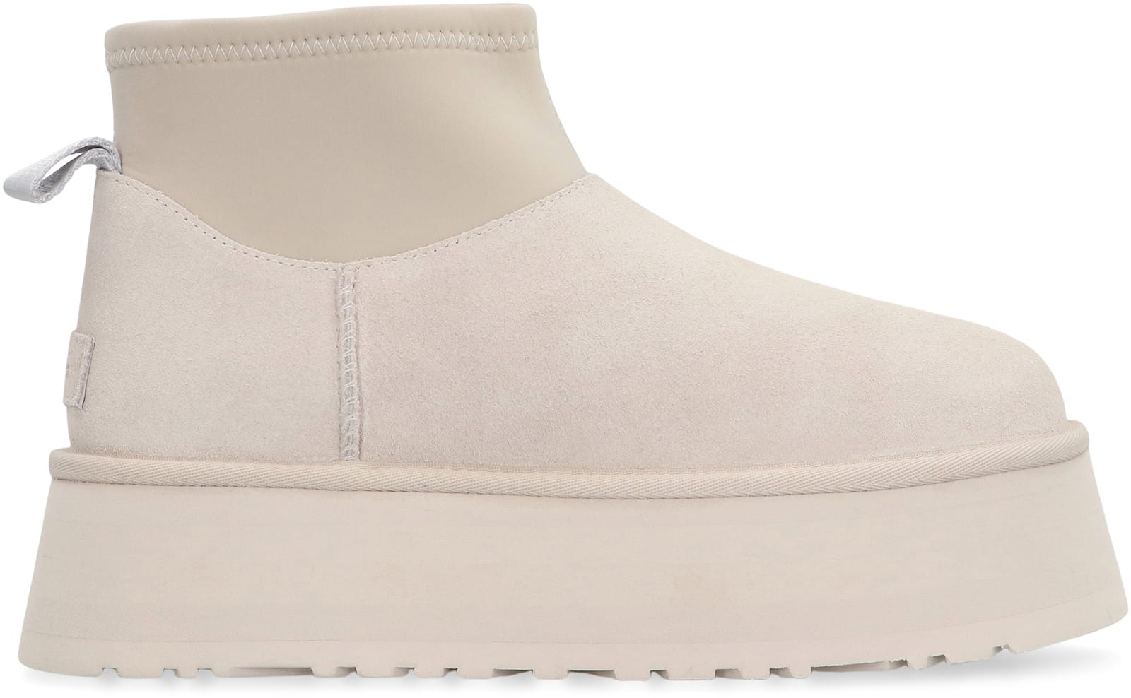 Ugg Classic Mini Dipper Puffer Suede Ankle Boots In White