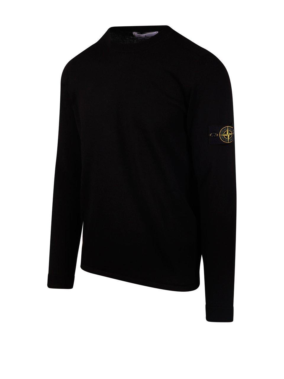 Shop Stone Island Compass Patch Crewneck Sweatshirt In Black