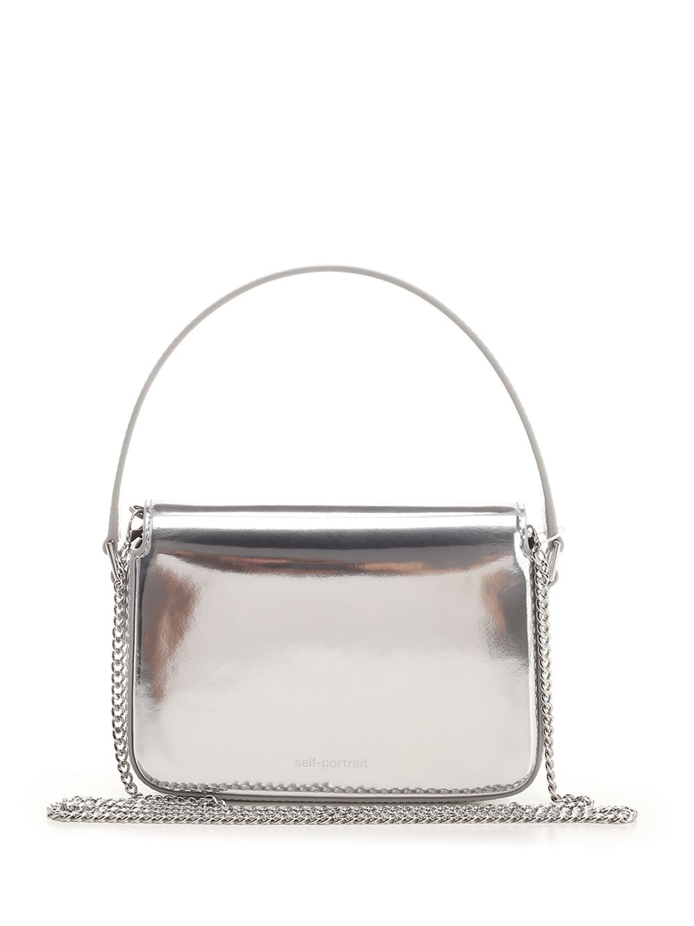 Shop Self-portrait Micro Silver Leather Bag