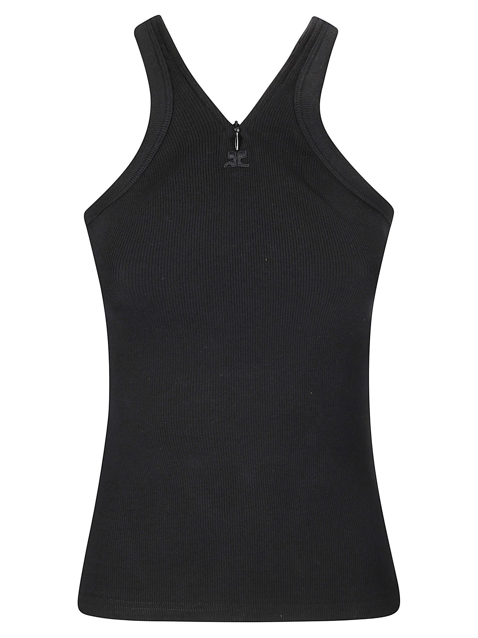 Shop Courrèges Criss Cross 90s Rib Tank Top In Black