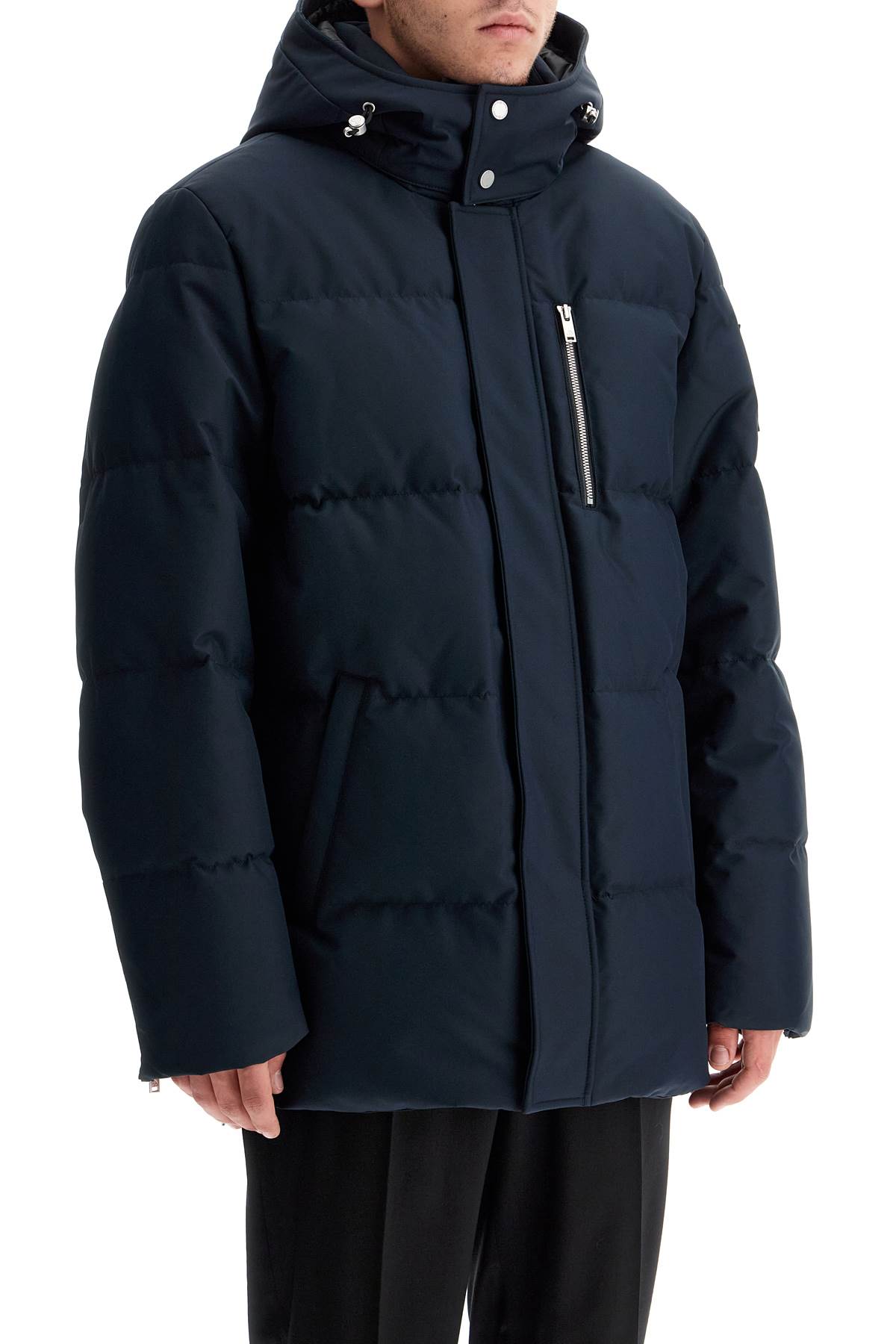 Shop Moose Knuckles Cloud 3q Hooded Down In Navy (blue)