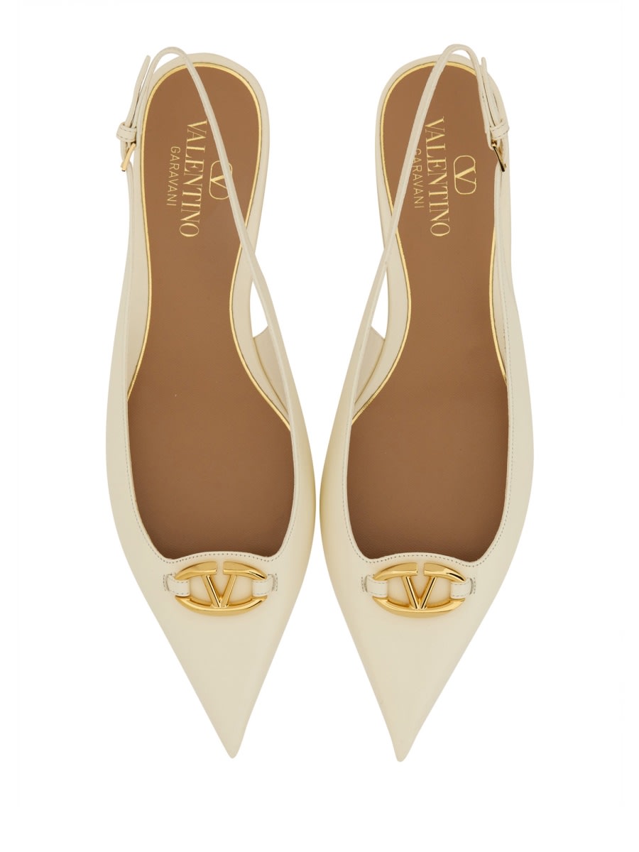 Valentino Slingback Vlogo Ballerina In Ivory