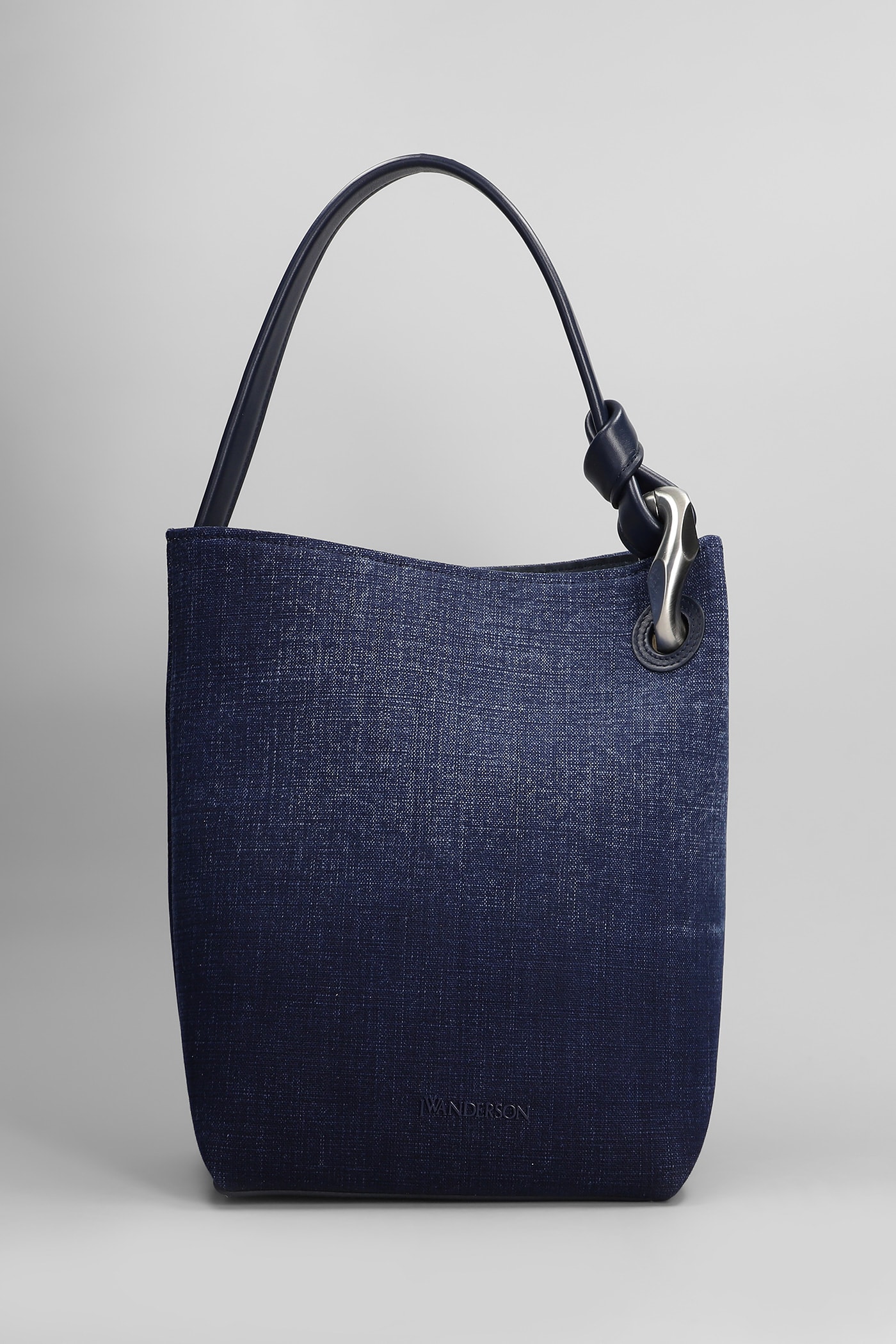 JW ANDERSON CORNER HAND BAG IN BLUE COTTON