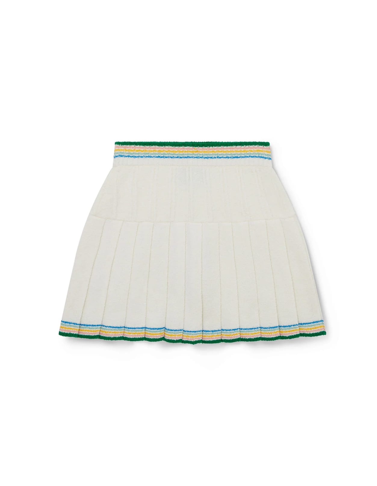 Shop Casablanca White Bouclé Pleated Mini Skirt