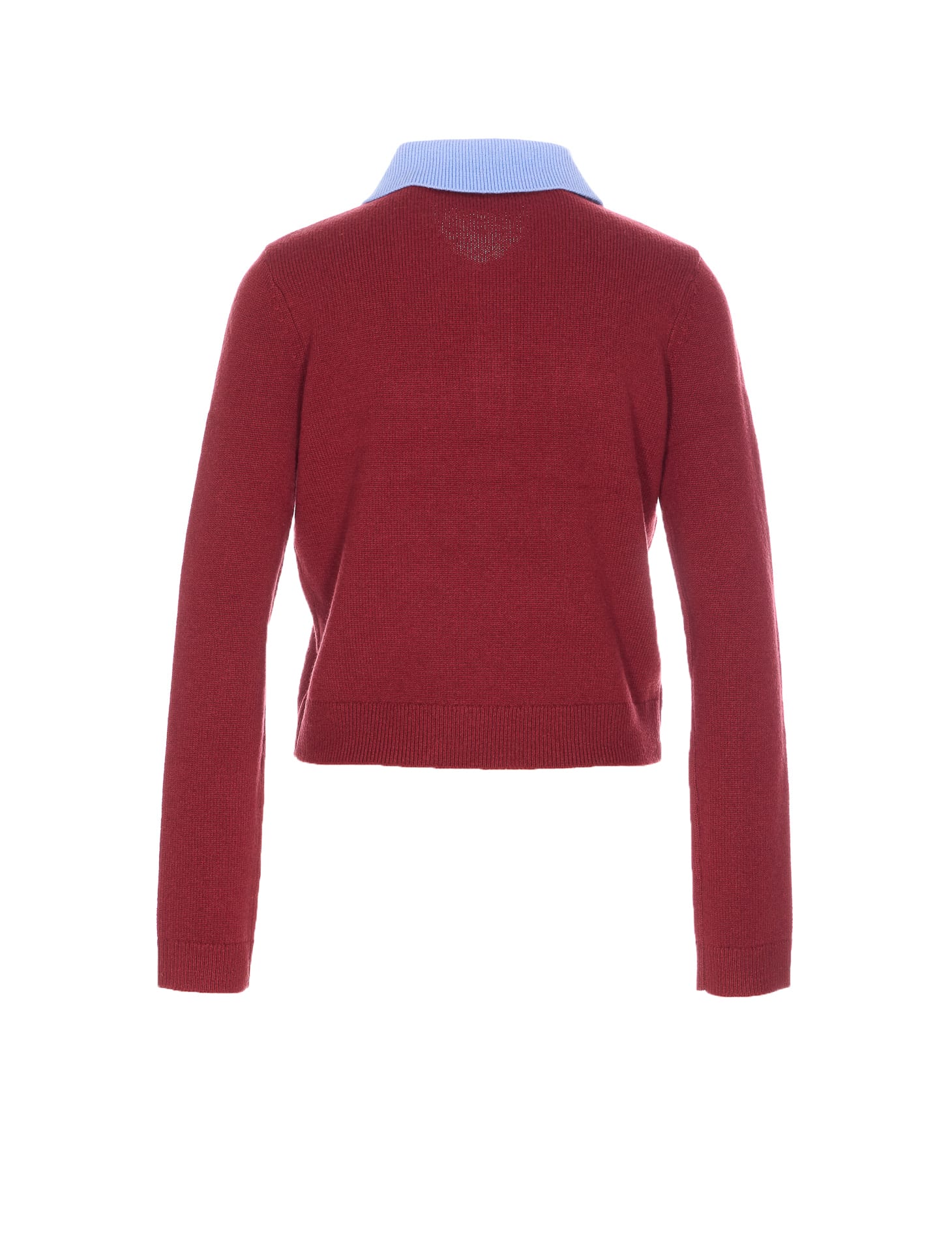 Self-portrait Contrast Collar Sweater In Red