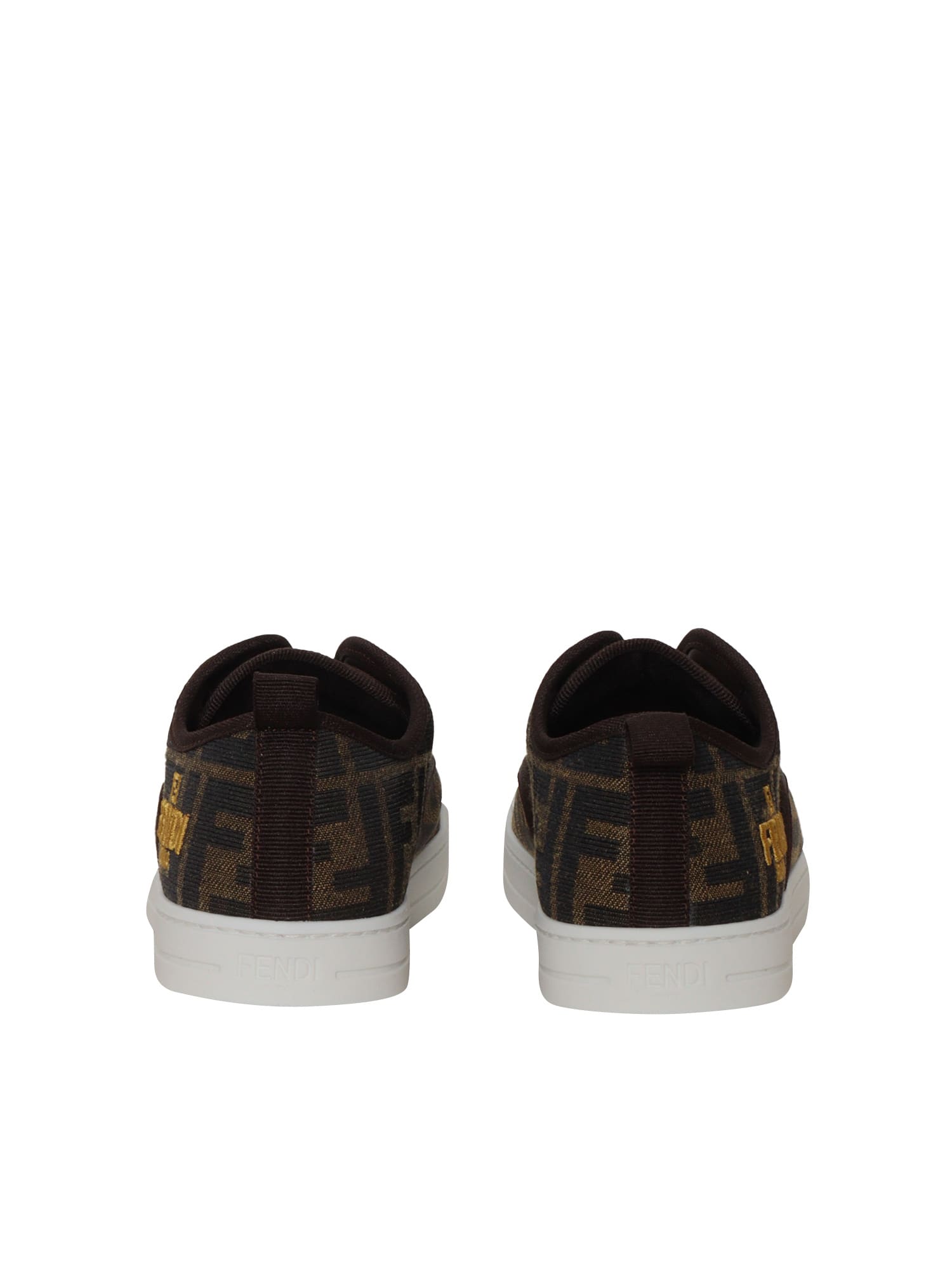 Fendi Sneakers For Kids With All-over Ff Logo In Brown