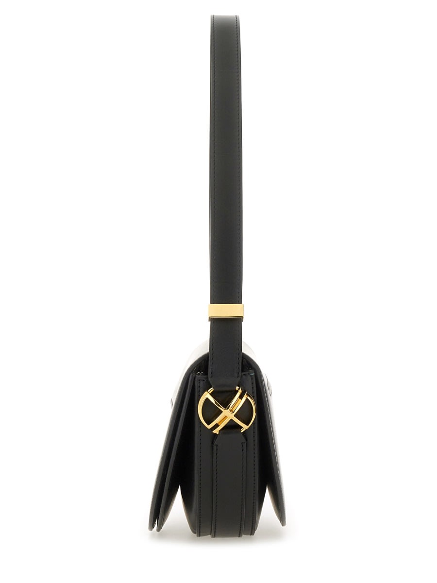 Patou Leather Shoulder Bag With Adjustable Strap In Buff