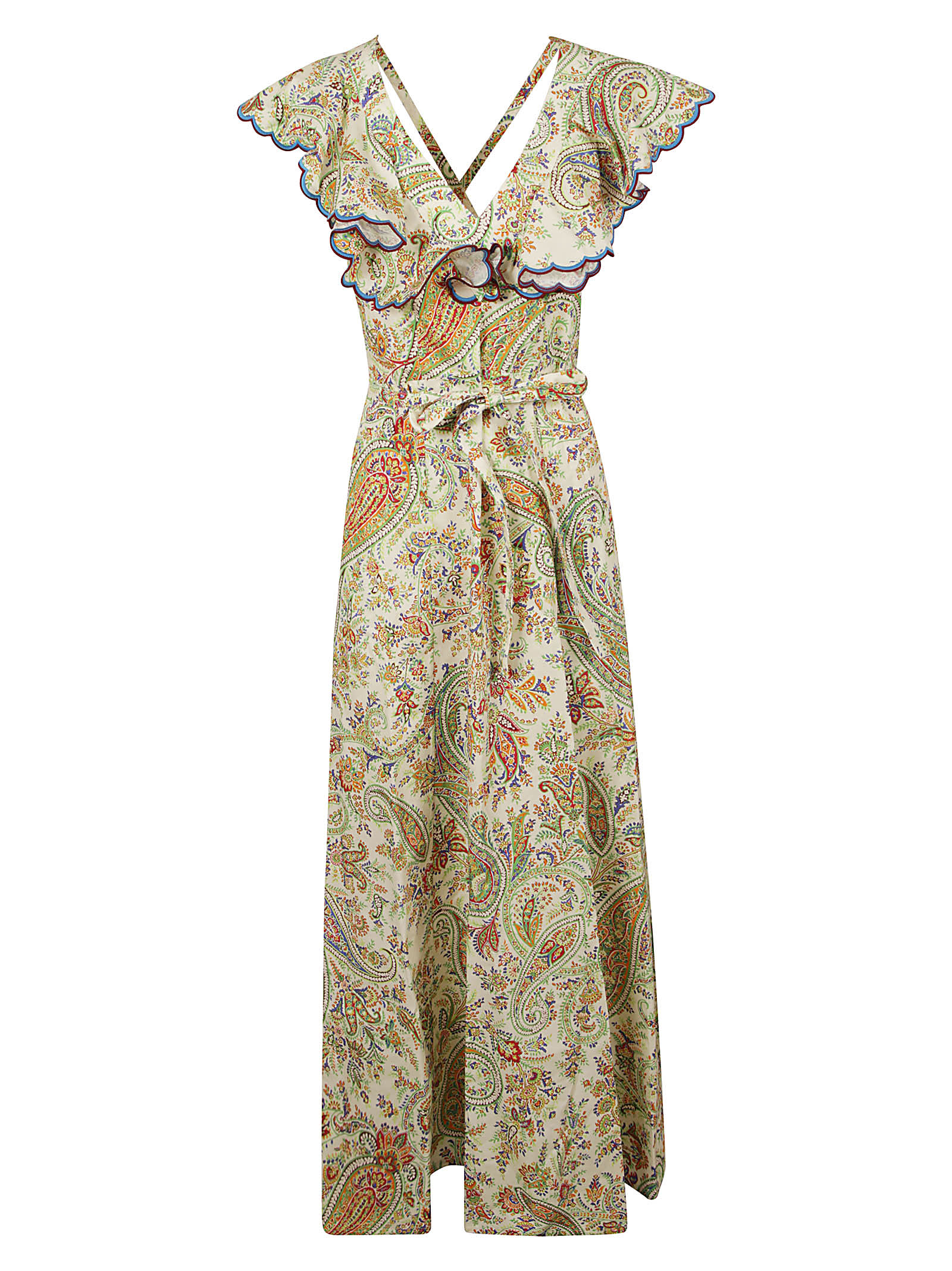 Etro Paisley Print Back Cross Strap Dress In White