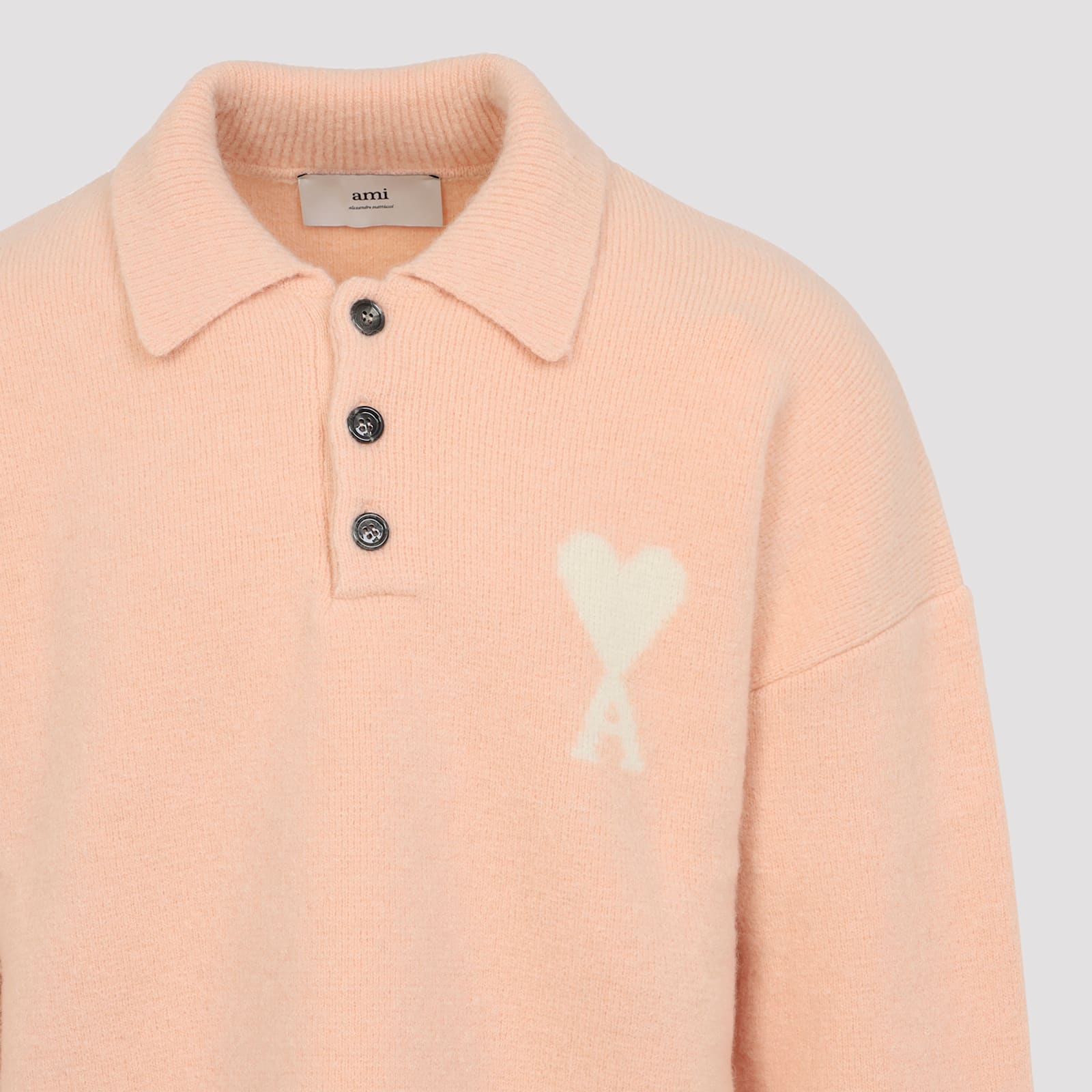 Ami Alexandre Mattiussi Ami Paris Powder Pink Ami De Coeur Polo Sweater Men In Orange