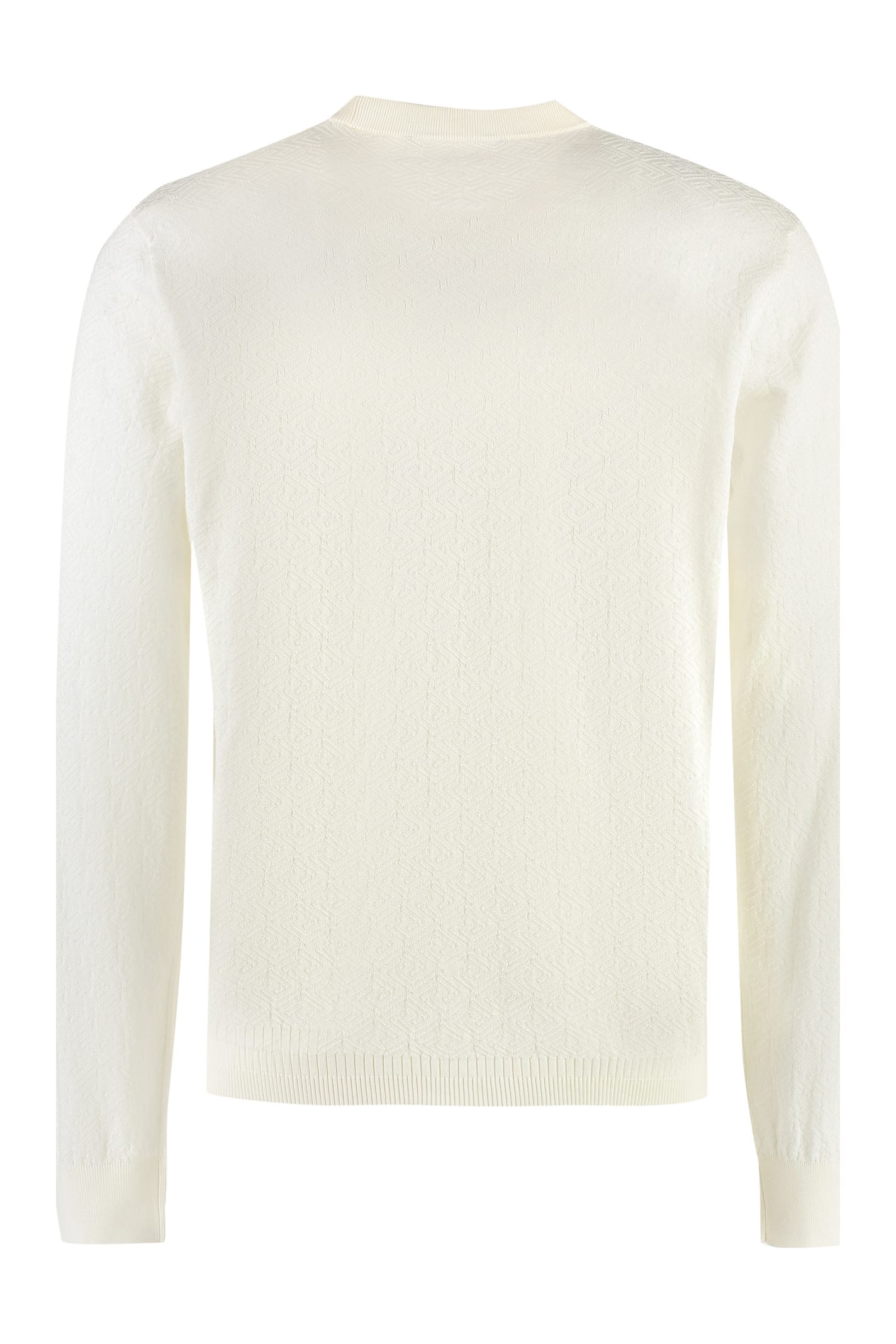 Shop Versace Long Sleeve Cotton Blend T-shirt In Ivory