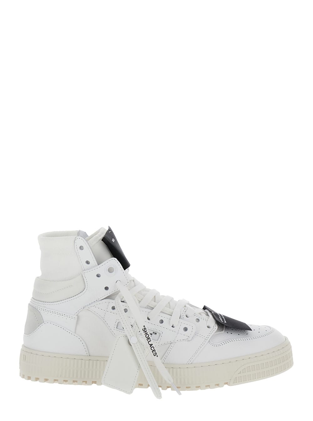 Shop Off-white 3.0 Off Court White High Top Sneakers With Iconic Zip Tie In Leather And Canvas Man