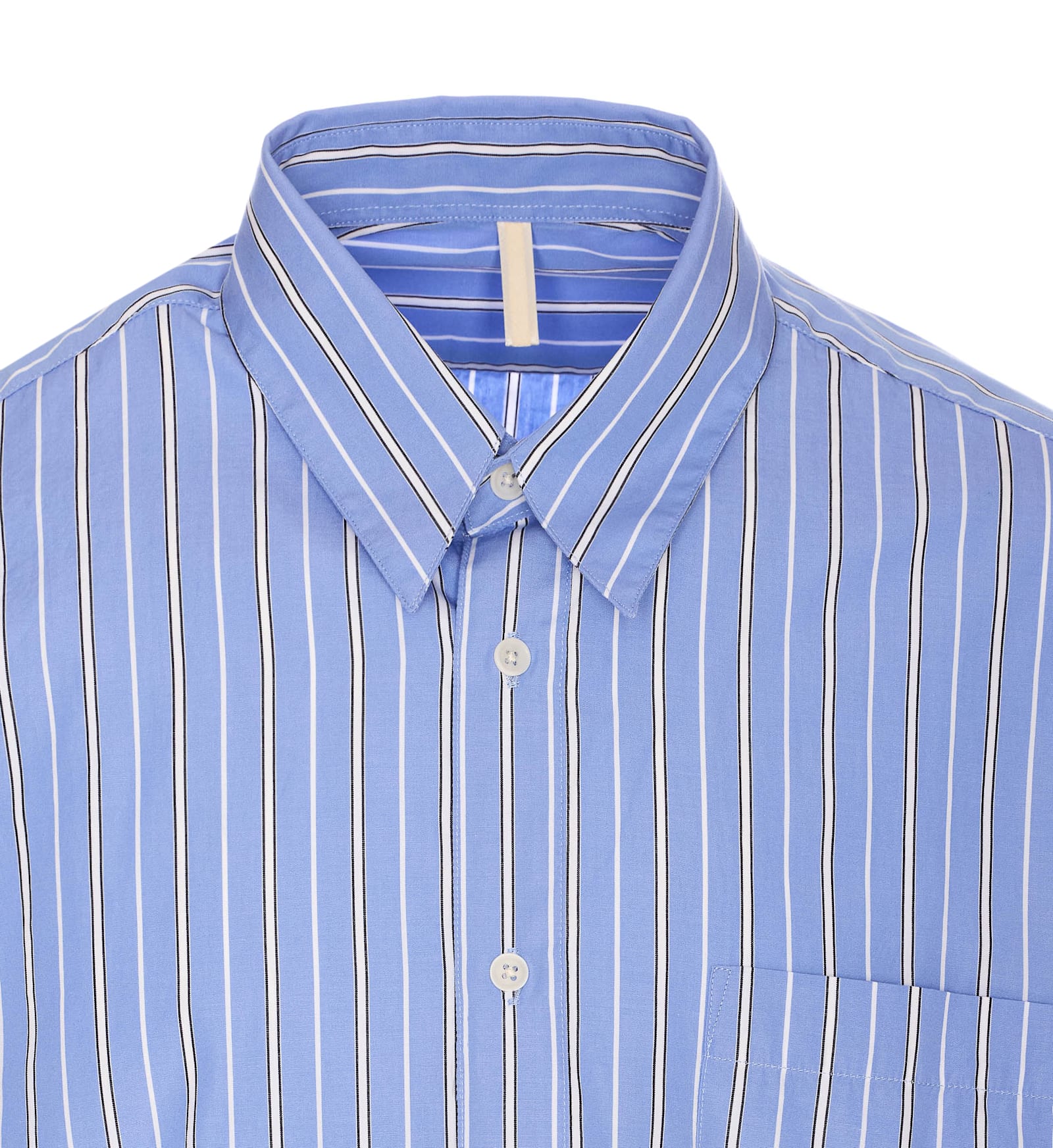 Sunflower Blue Striped Cotton Shirt With Button-down Collar In Blue