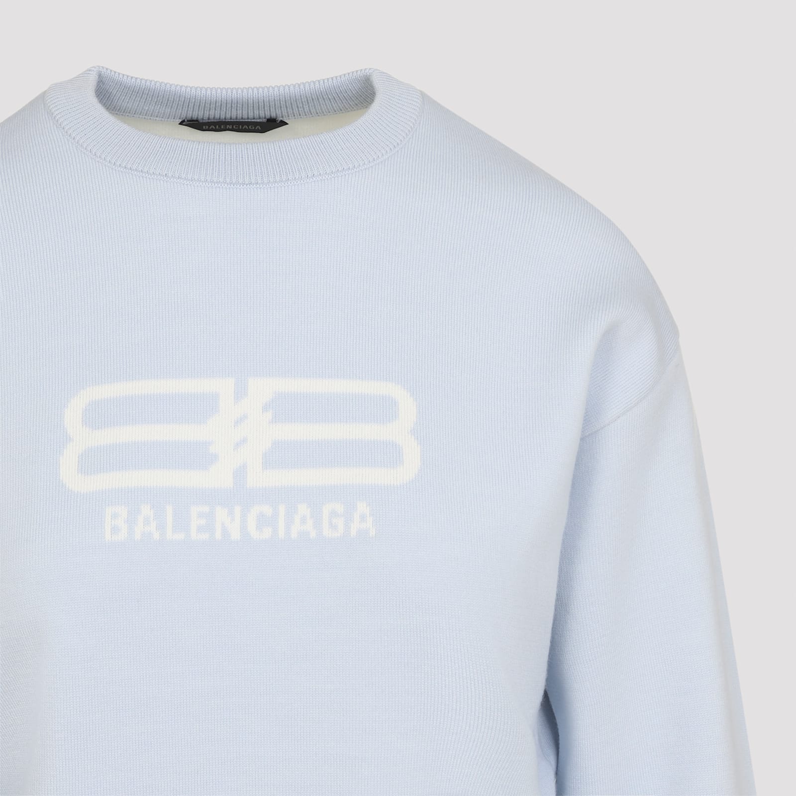 Balenciaga Cropped Sweater In Blue