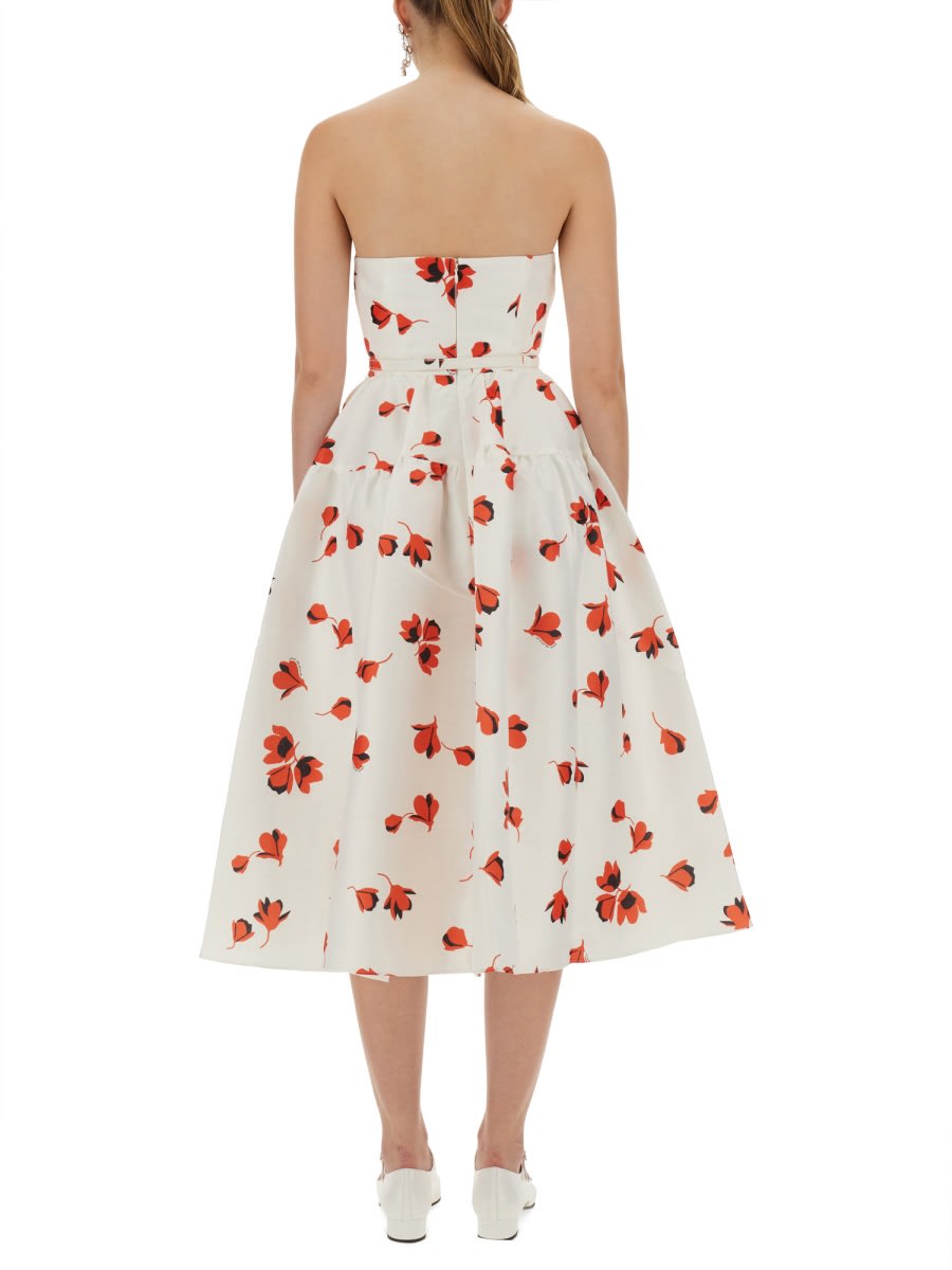 Self-portrait Floral-print Midi Dress With Fitted Bodice In Multi