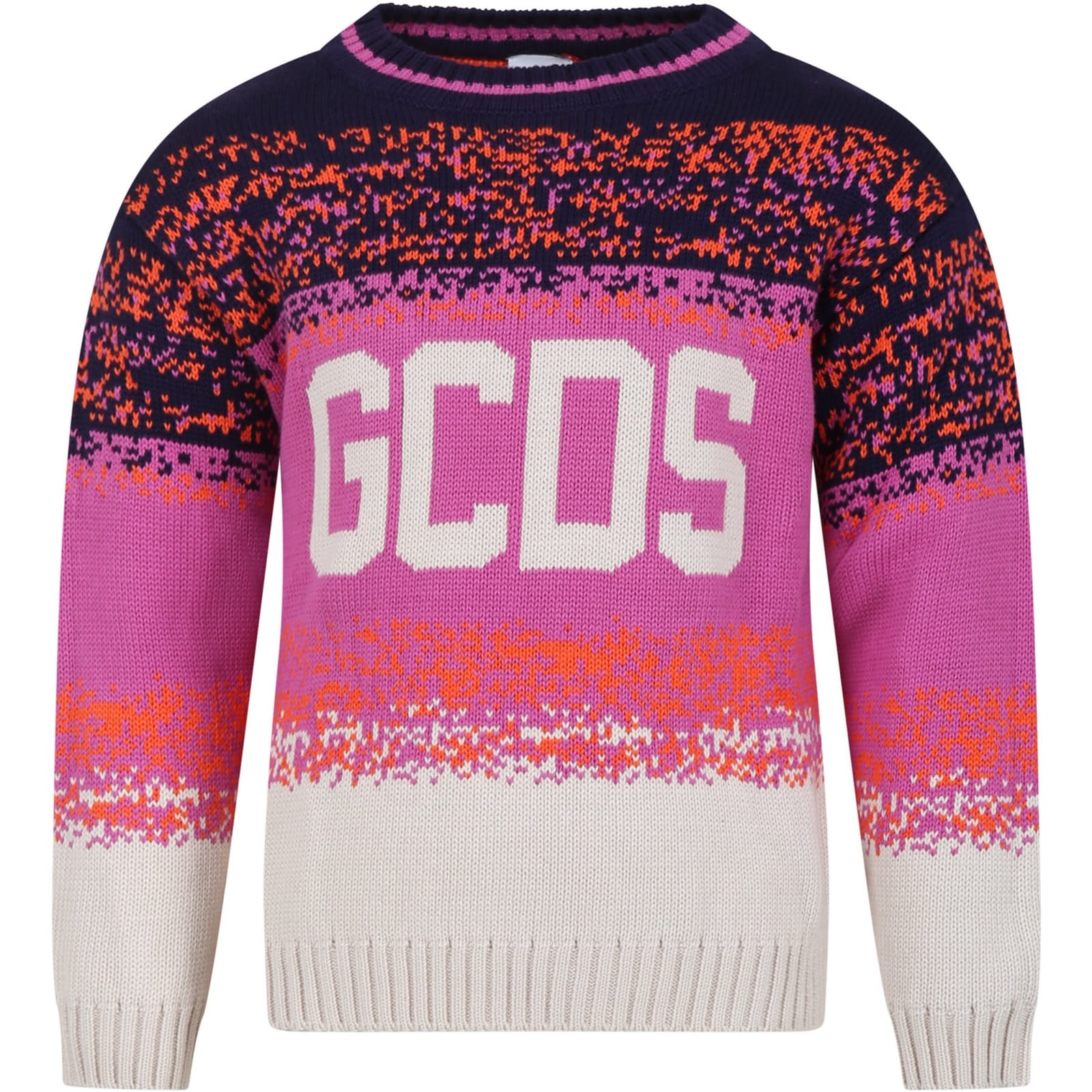 Gcds Mini Kids' Fuchsia Sweater For Girl With Logo In Pink