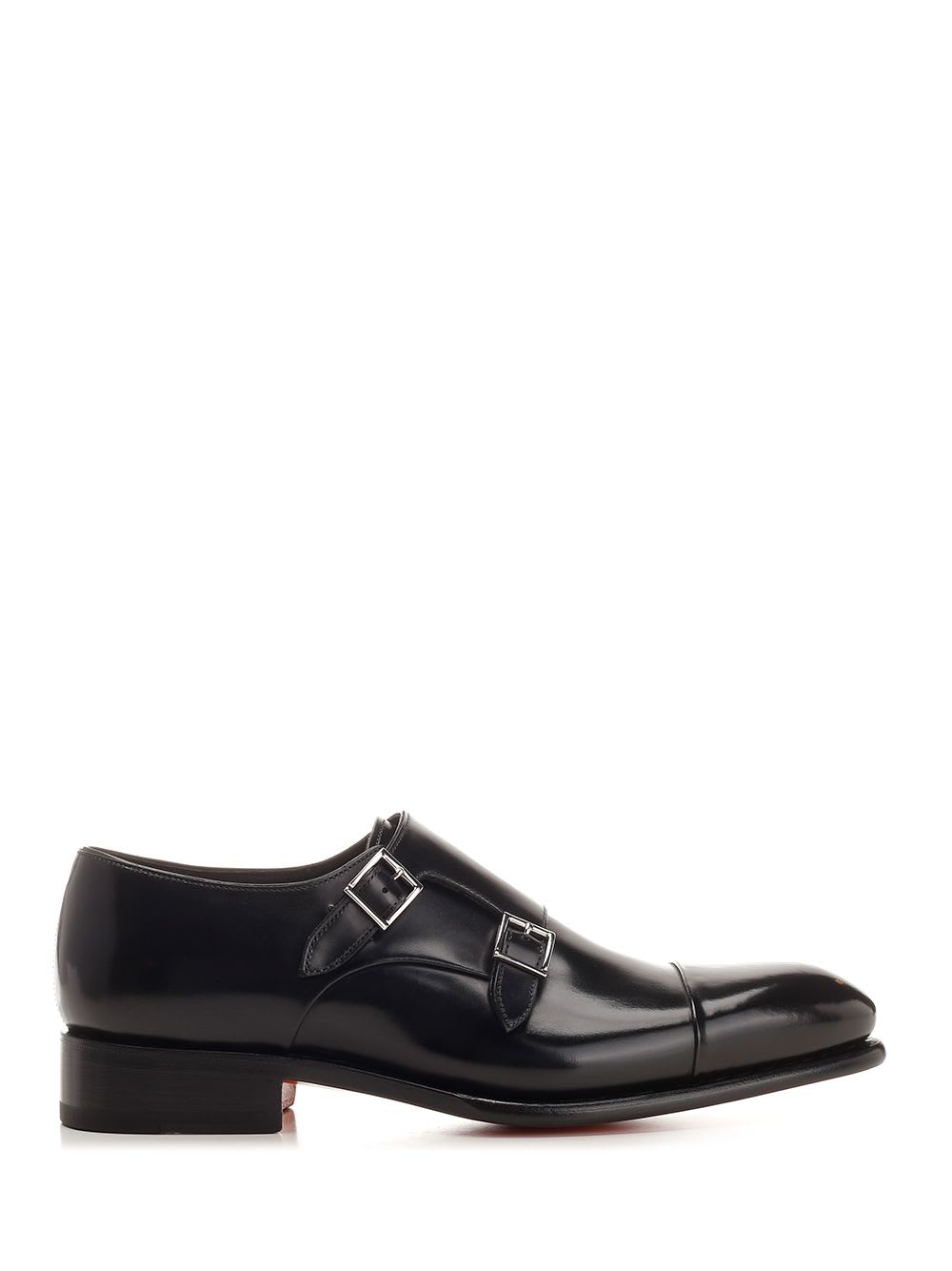 Shop Santoni Mens Double Buckle In Black Antiqued Leather