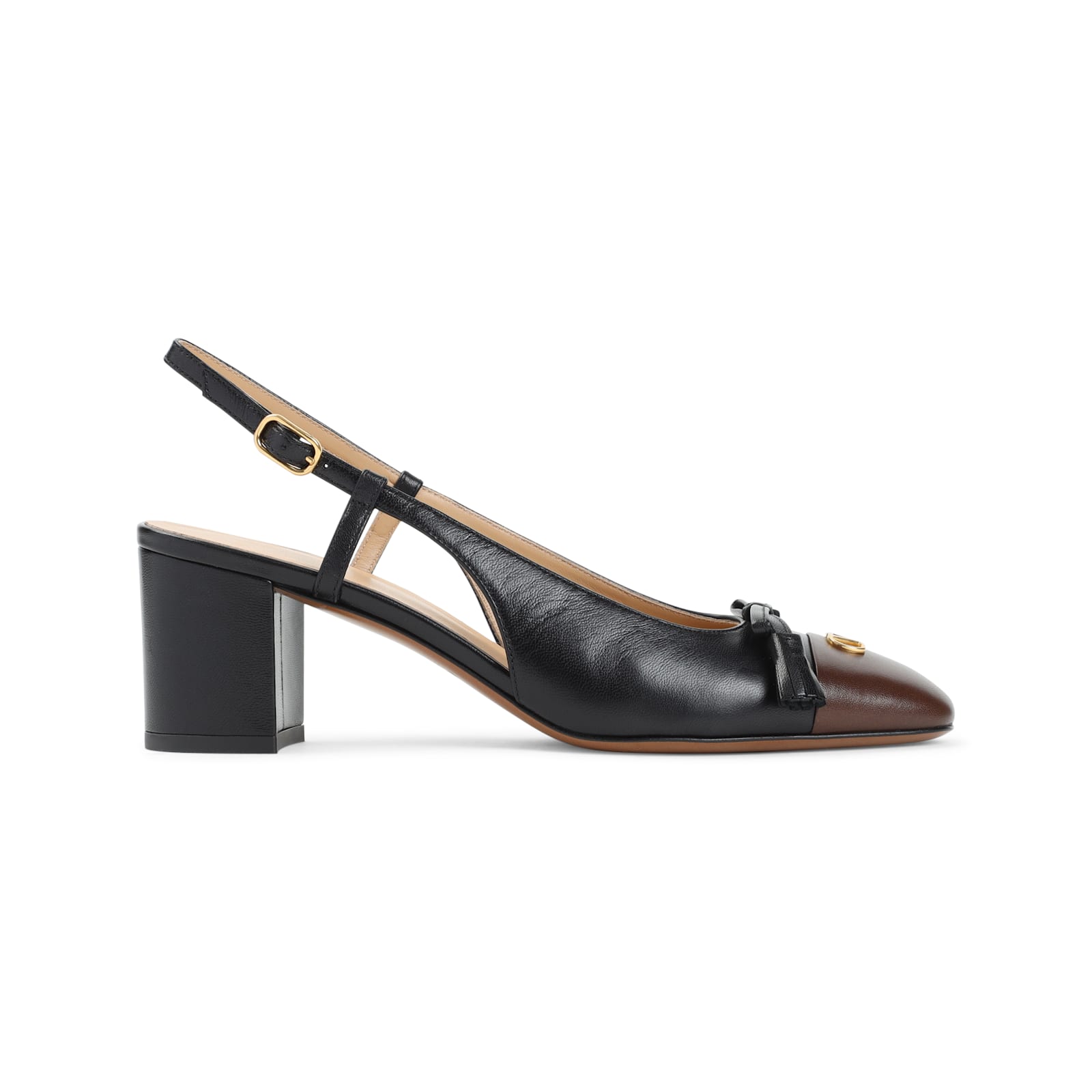Valentino Valet Du Roi Vlogo Leather Slingback Pumps In Black