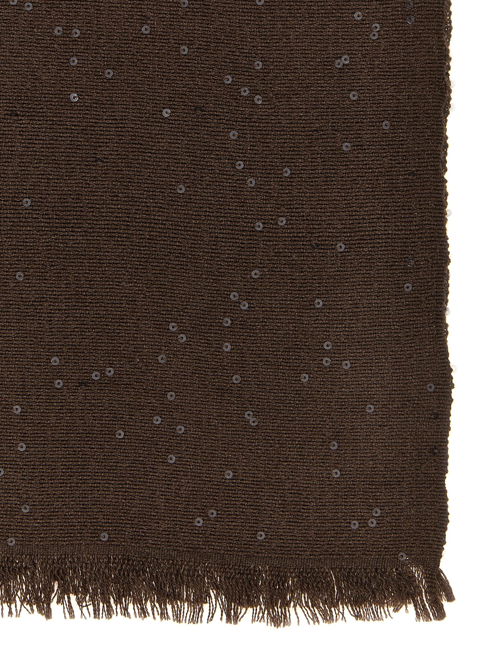 Brunello Cucinelli Micro Sequin Scarf Scarves And Foulards In Brown