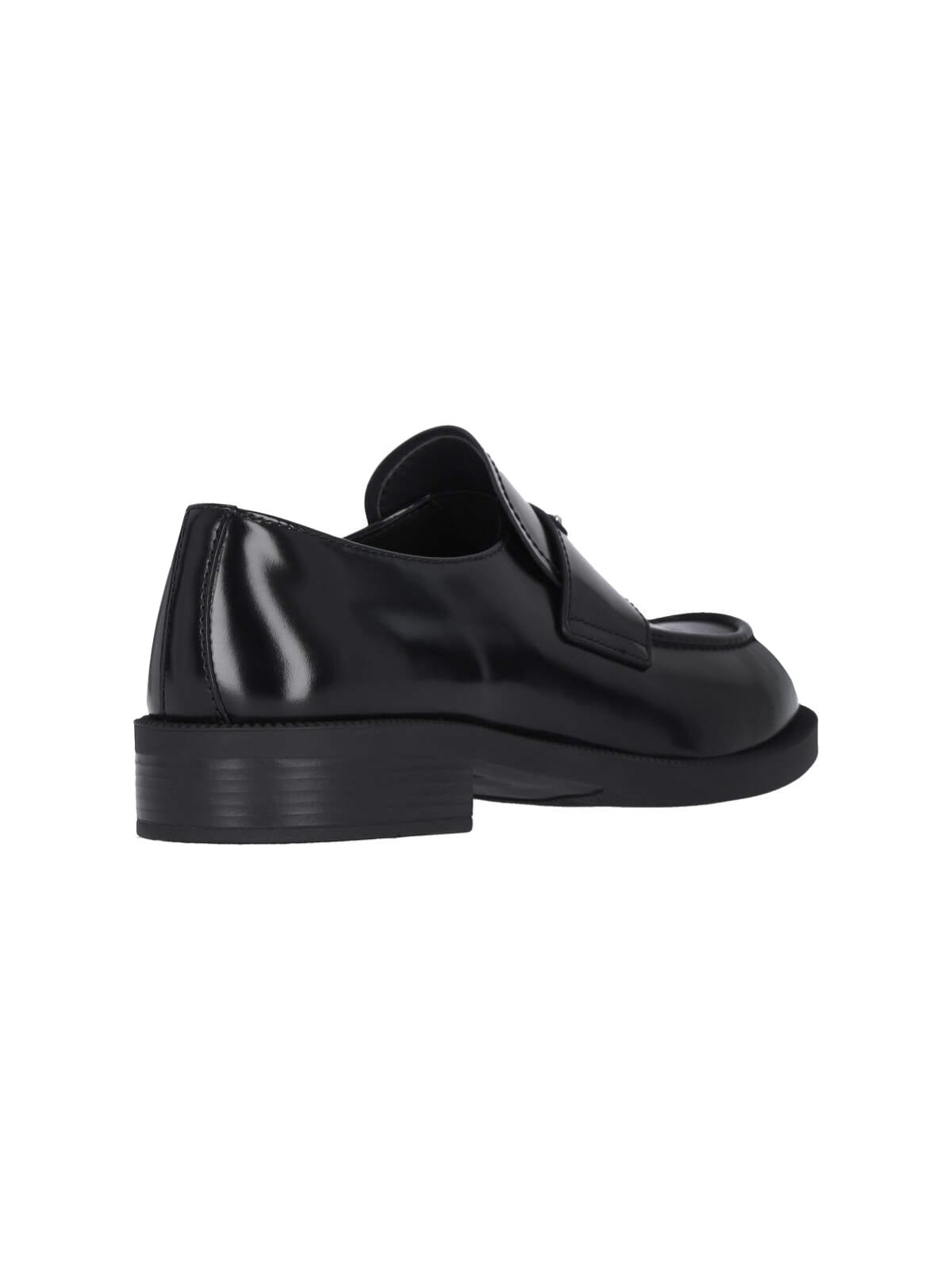 Prada Chocolate Moccasin In Black Patent Leather Men In Black