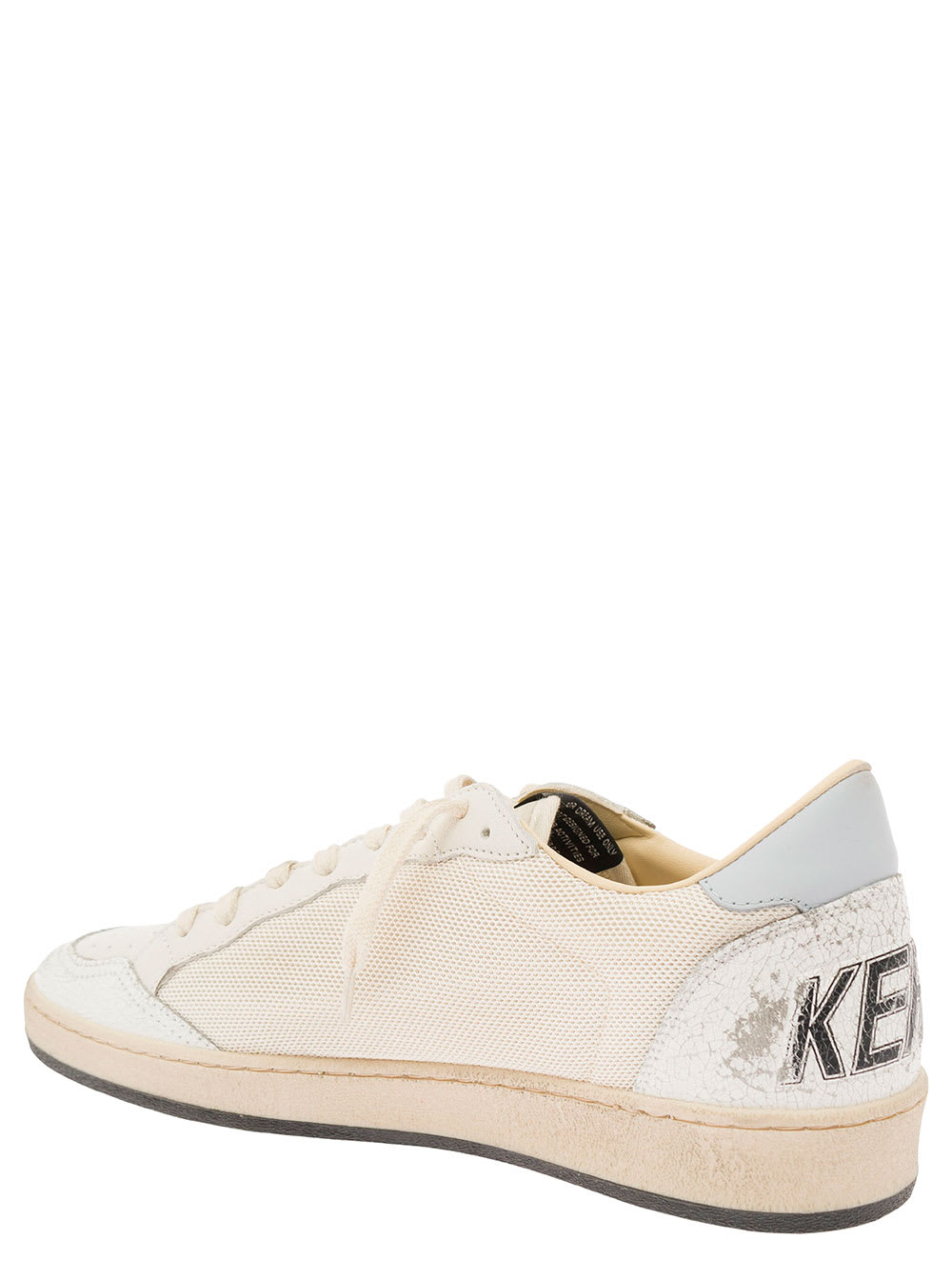Shop Golden Goose Ball Star Net Upper Crack Leather Toe And Spur Nylon Tongue Leather Star And Heel In White