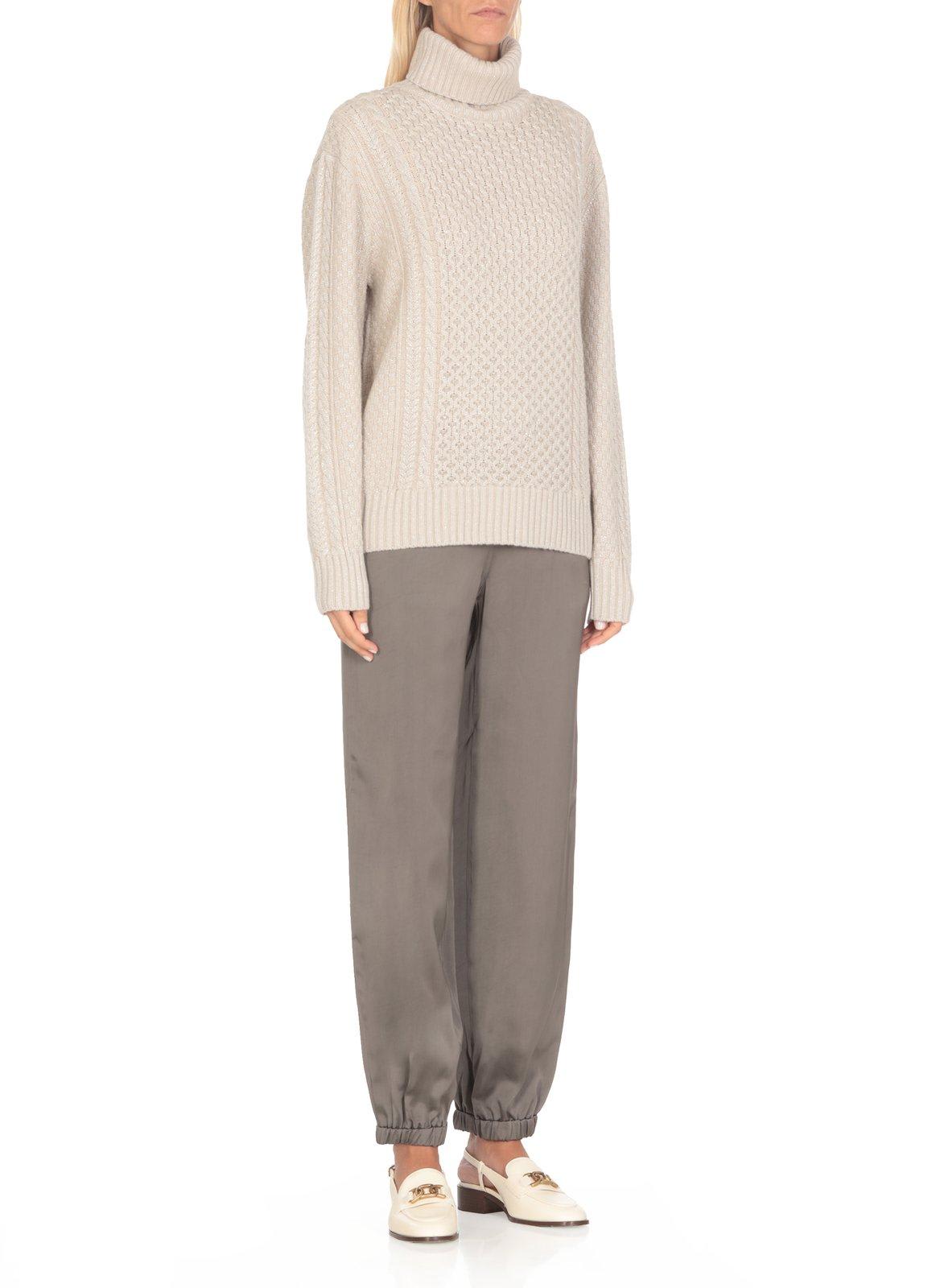 Shop Fabiana Filippi Turtleneck Knitted Jumper In Greige