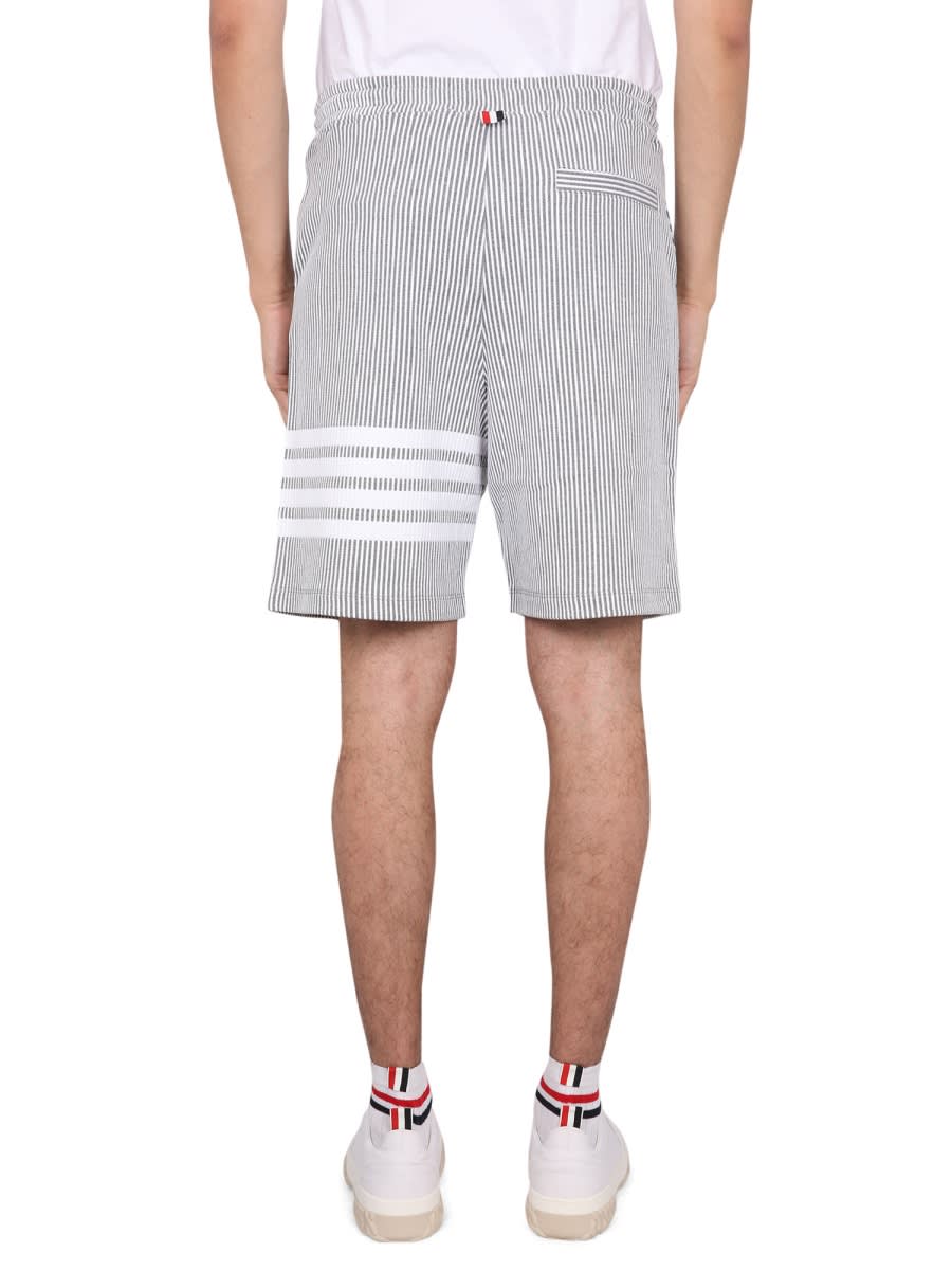 Thom Browne Grey Striped Bermuda Shorts In Grey