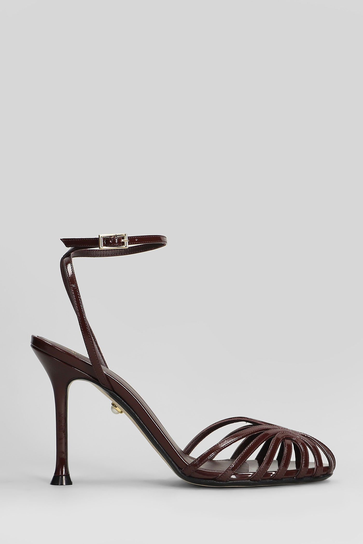 Ally 95 Sandals In Bordeaux Patent Leather
