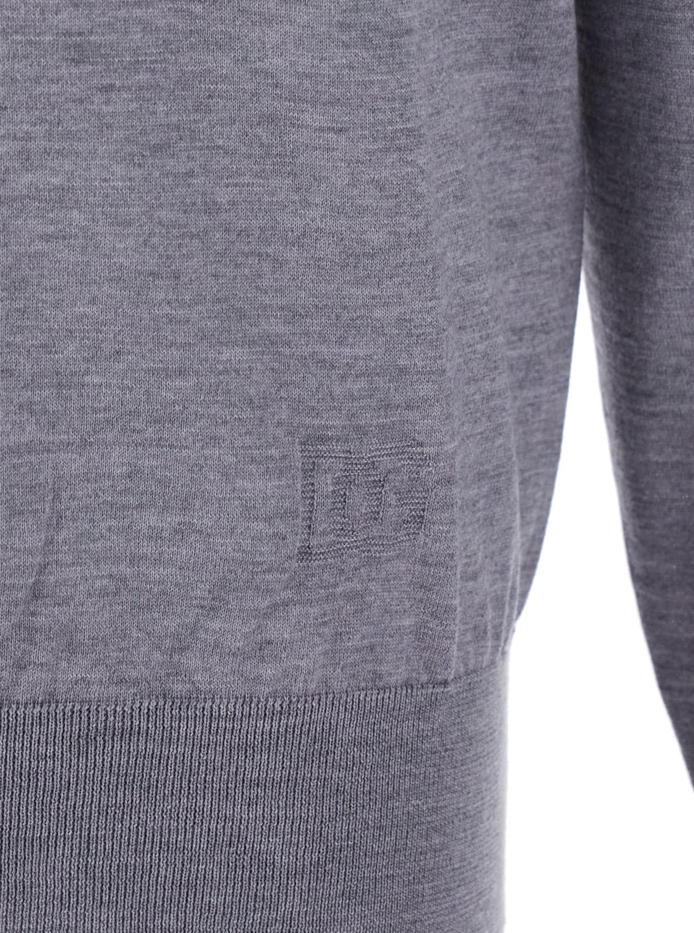 Dolce & Gabbana Grey Polo Shirt With Classic Collar And Tonal Logo Embroidery On The Front In Wool Man In Gray