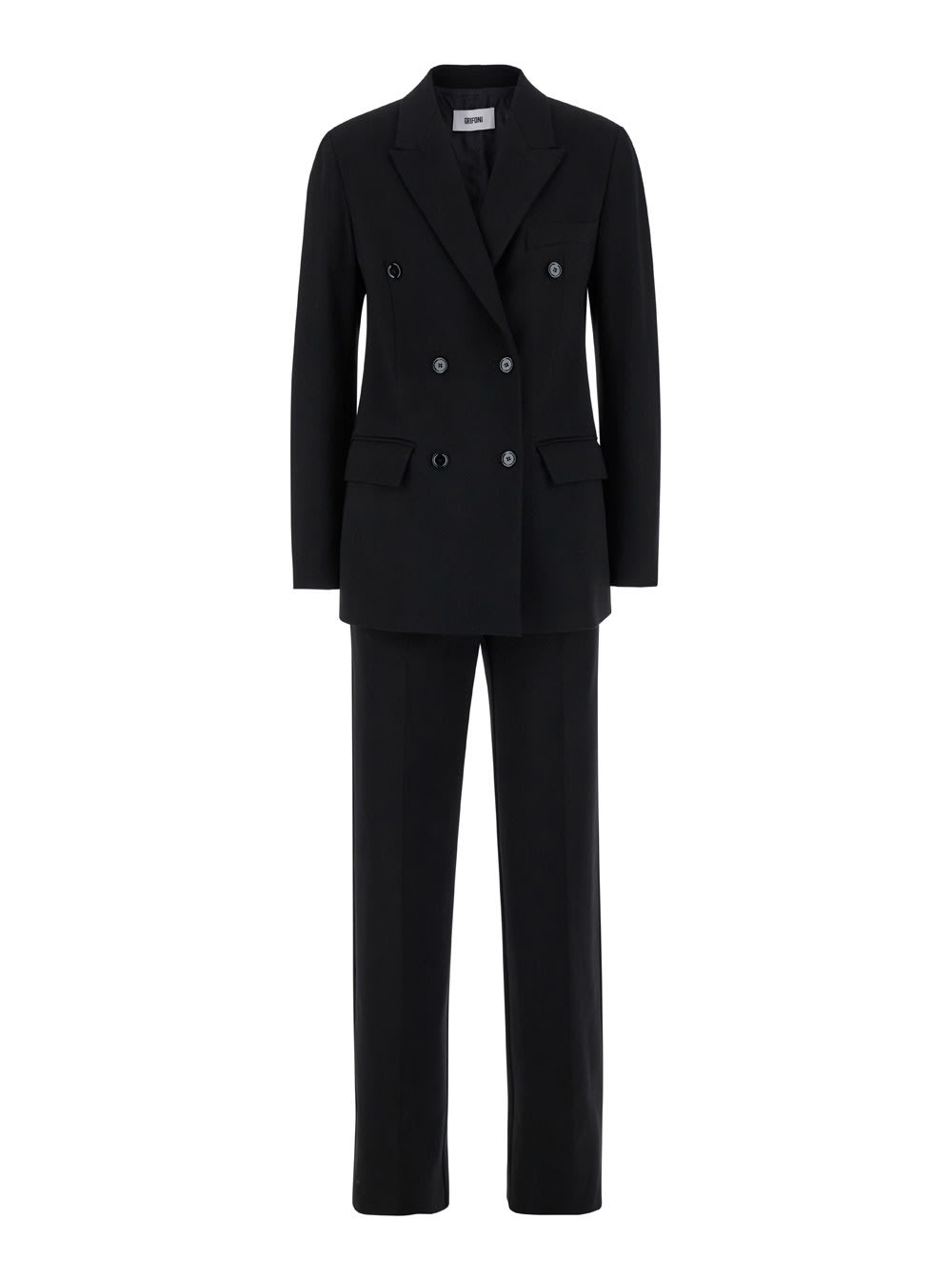 Mauro Grifoni Black Double-breasted Suit With Notched Revers In Stretch Fabric Woman