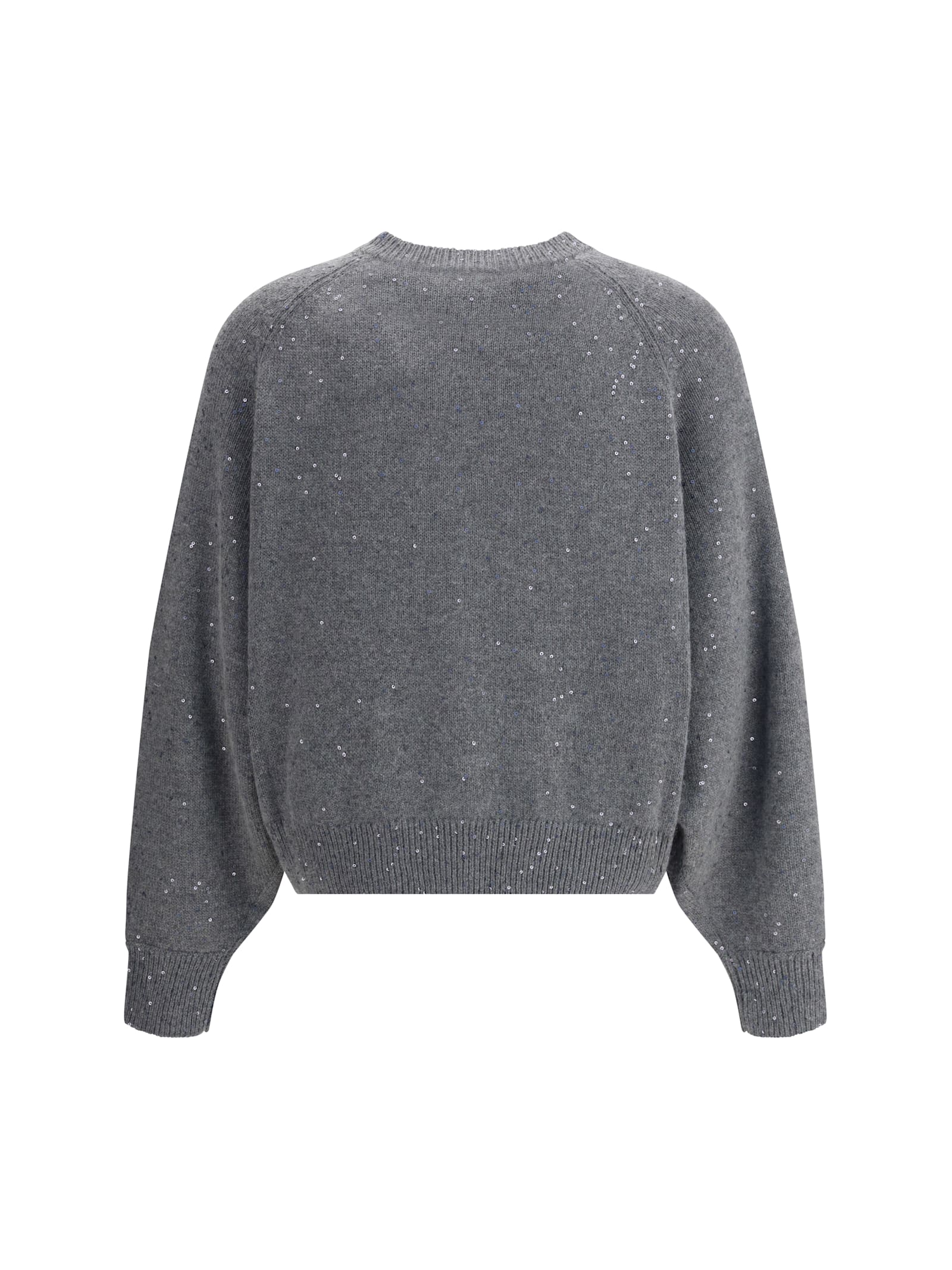 Brunello Cucinelli Sequin Embellished Cardigan In Gray