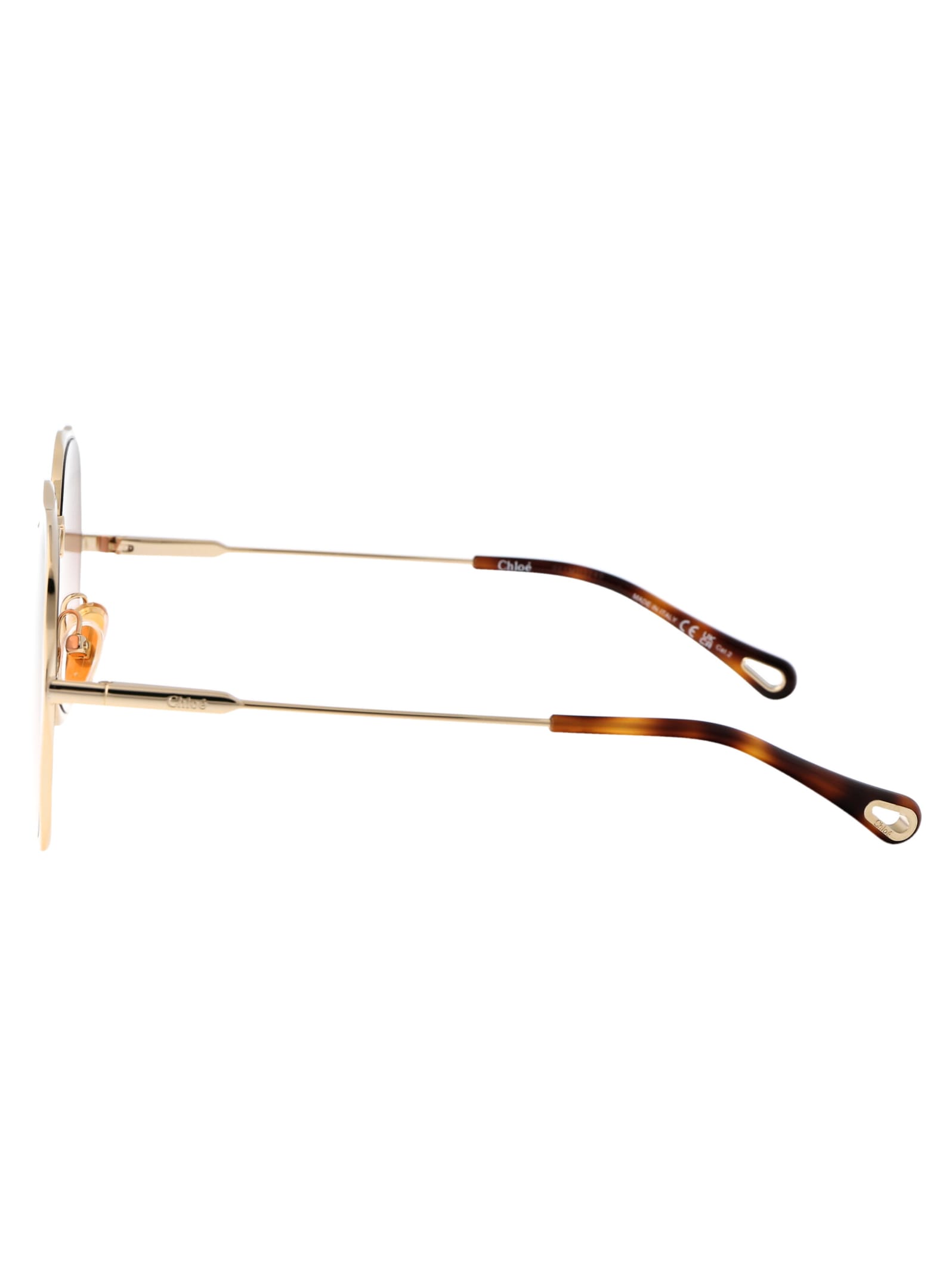 Shop Chloé Ch0183s Sunglasses In 003 Gold Gold Orange